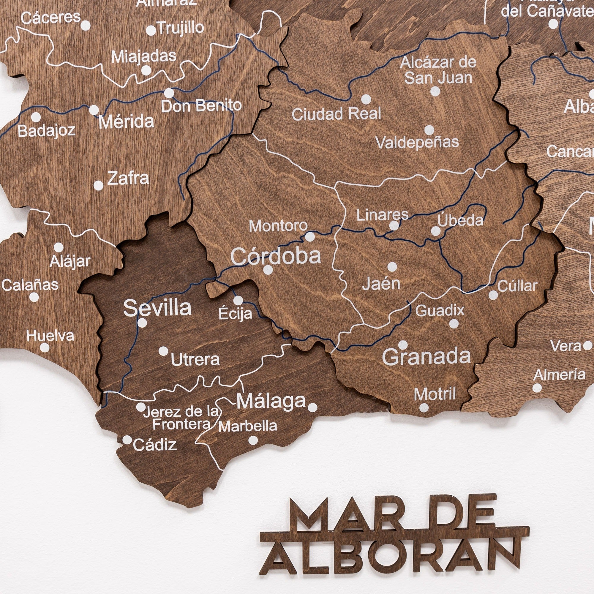Mappa della Spagna in legno Dark Walnut
