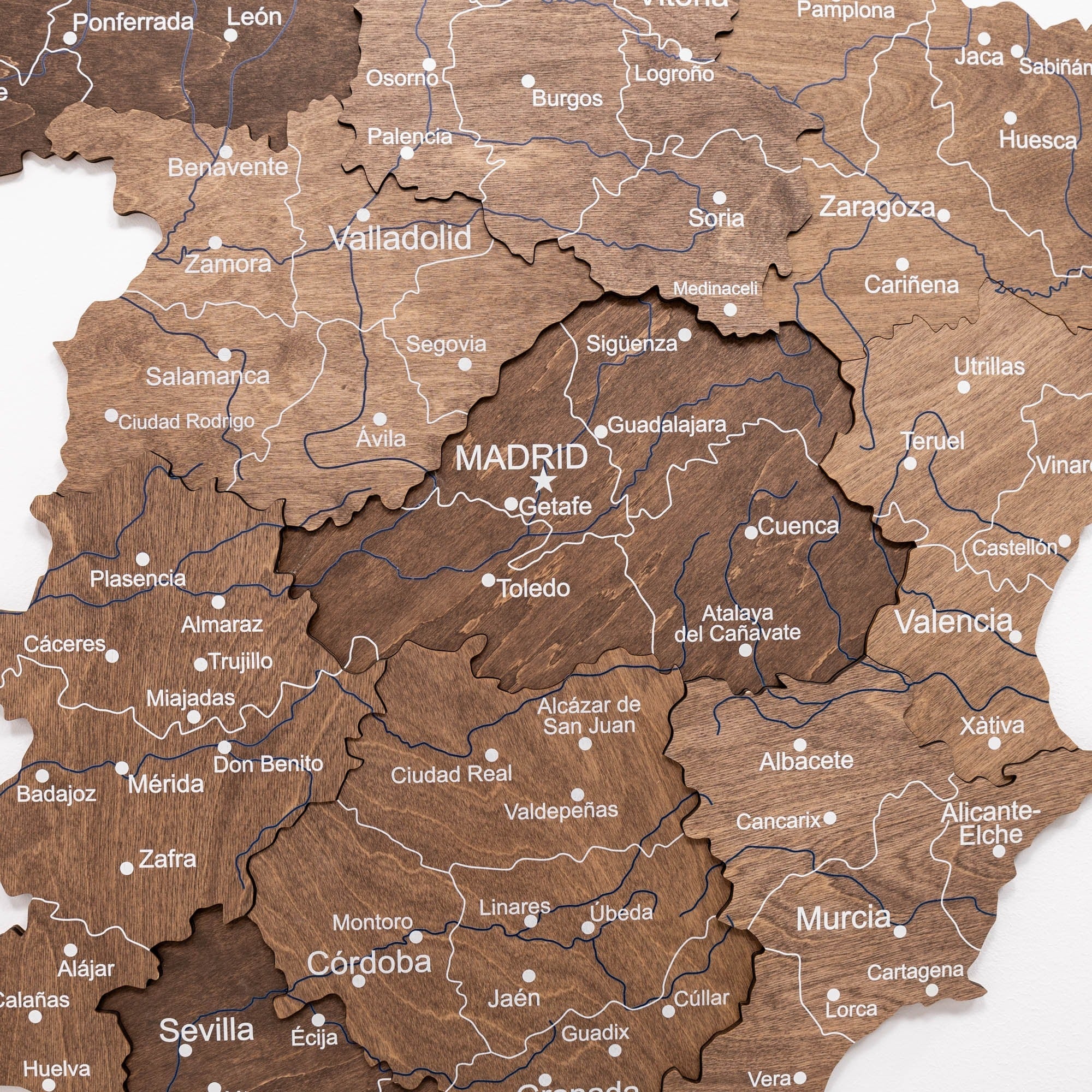 Mappa della Spagna in legno Dark Walnut