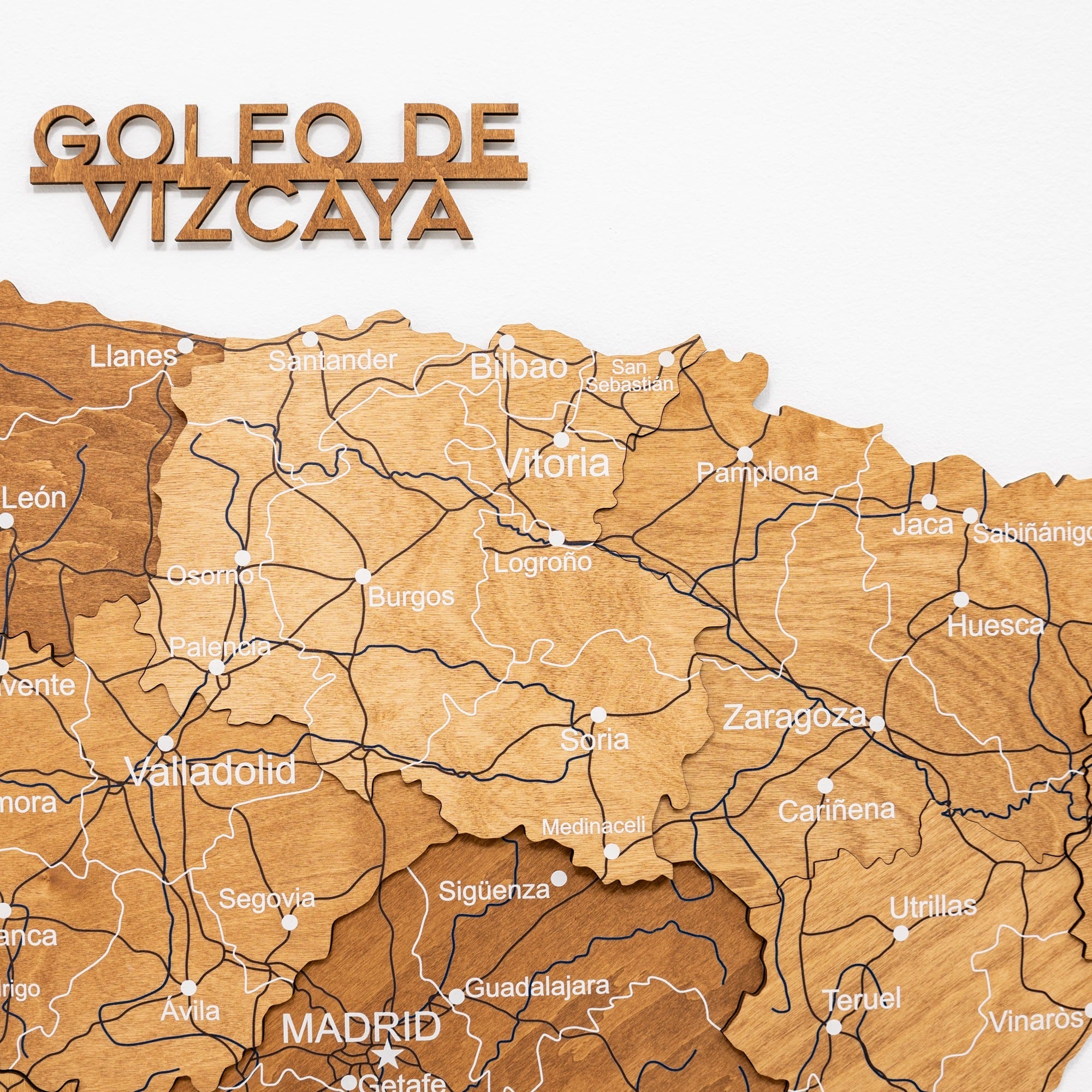 Mappa della Spagna in legno Oak