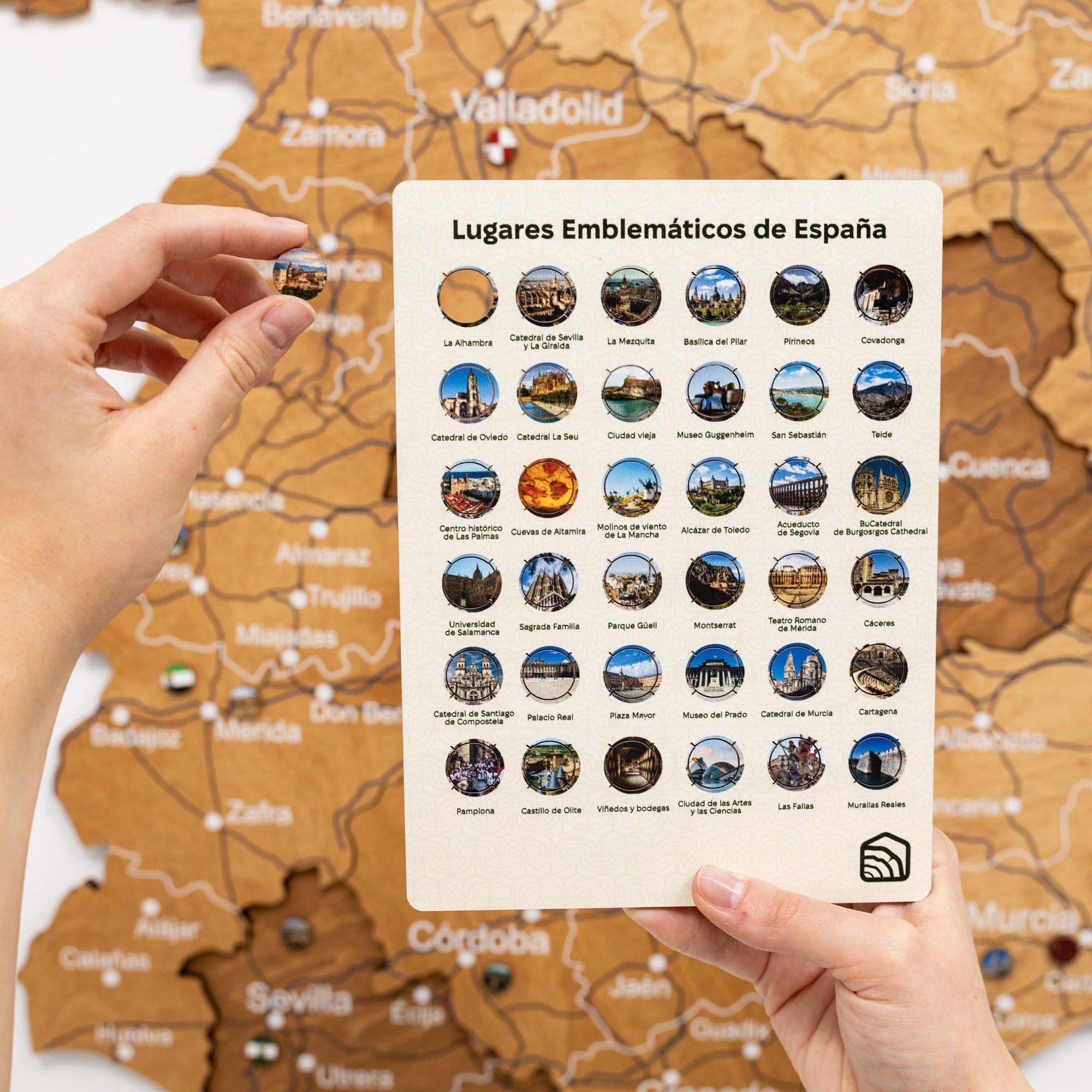 Mappa della Spagna in legno Oak