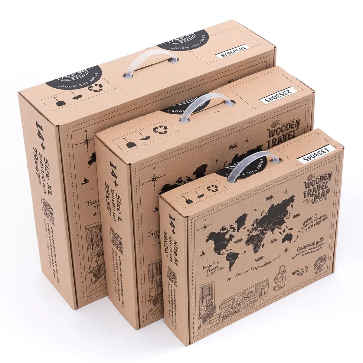 Mappa del Mondo 3D in Legno Rovere