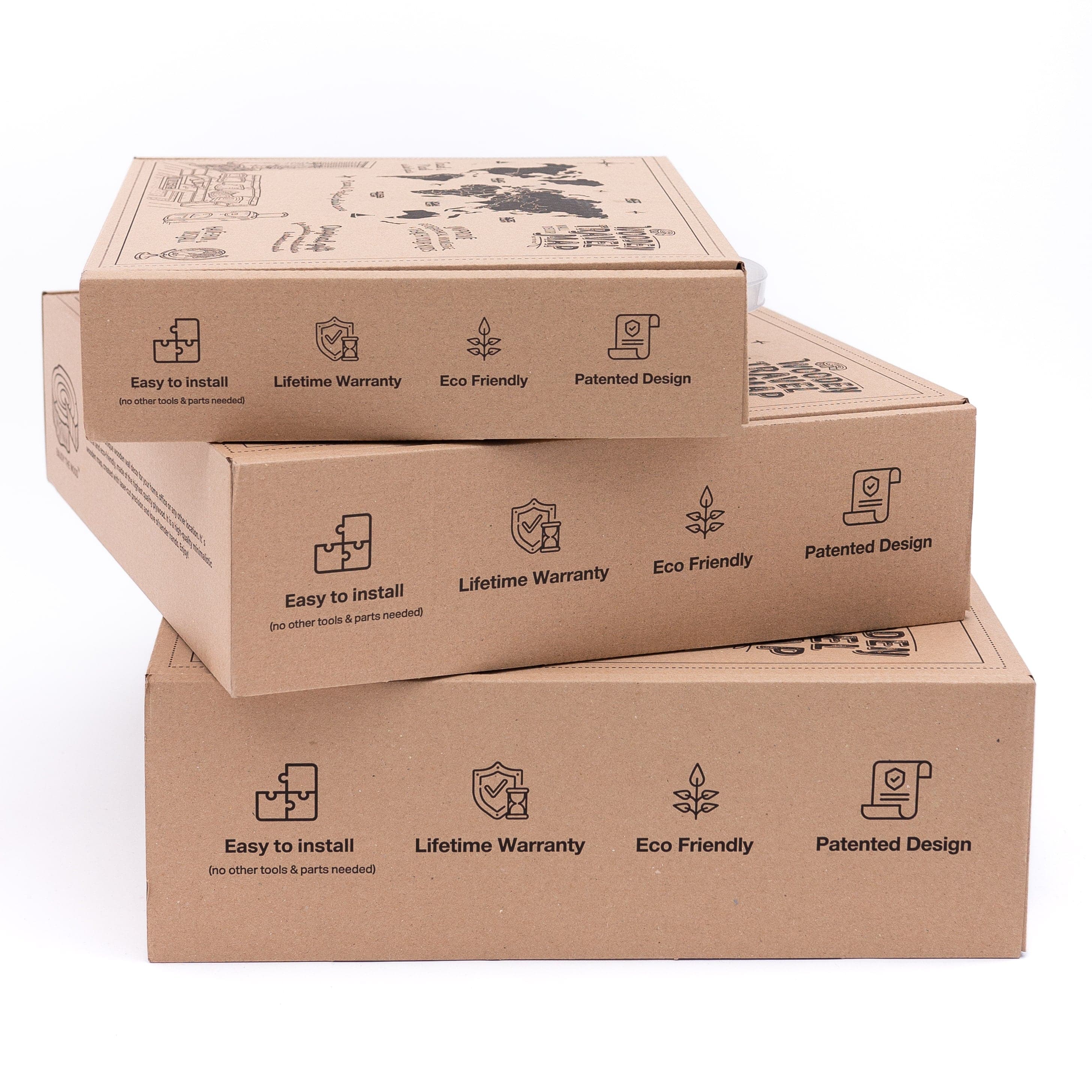 Mappa del Mondo 3D in Legno Smokey