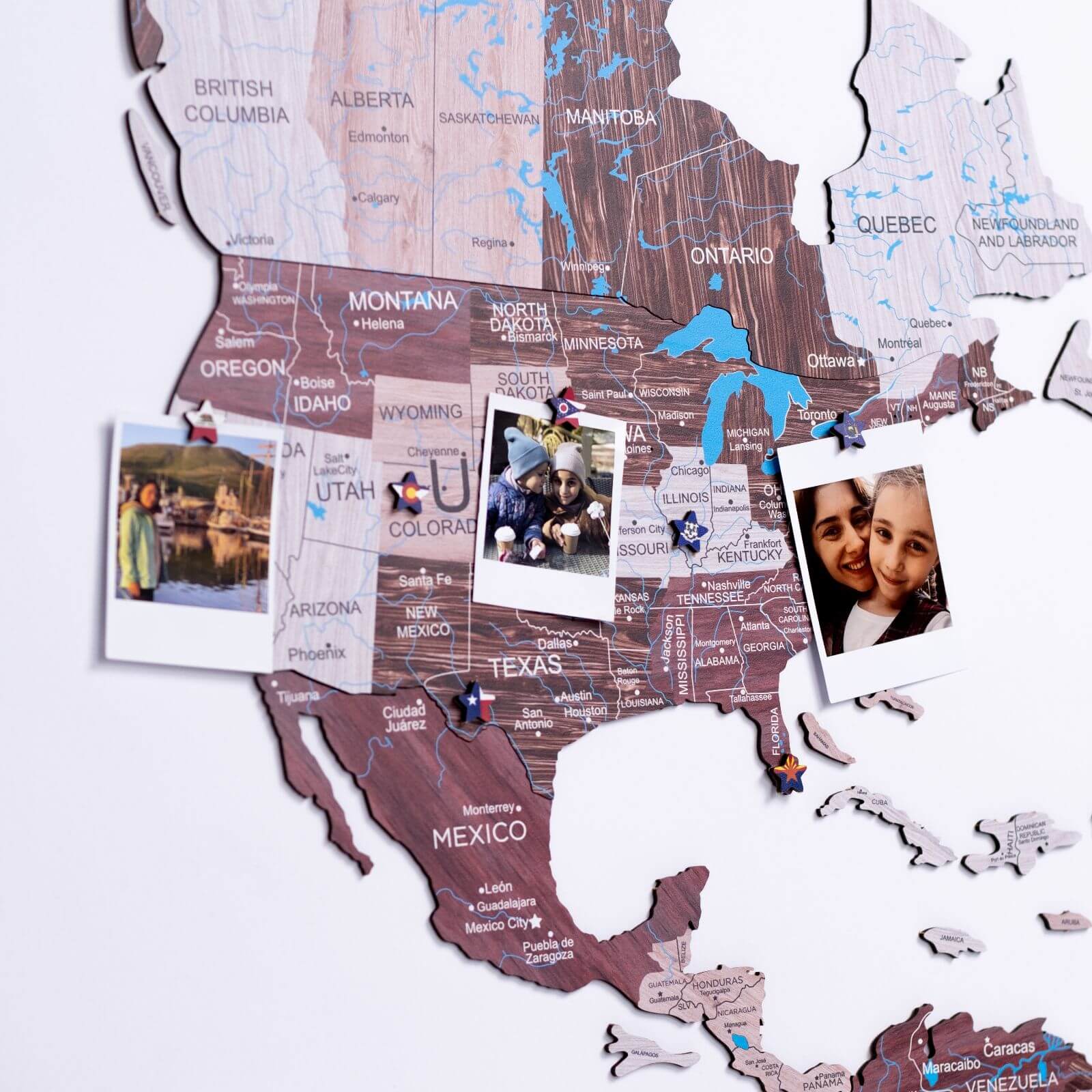 Mappa del Mondo 2D in Legno Cappuccino