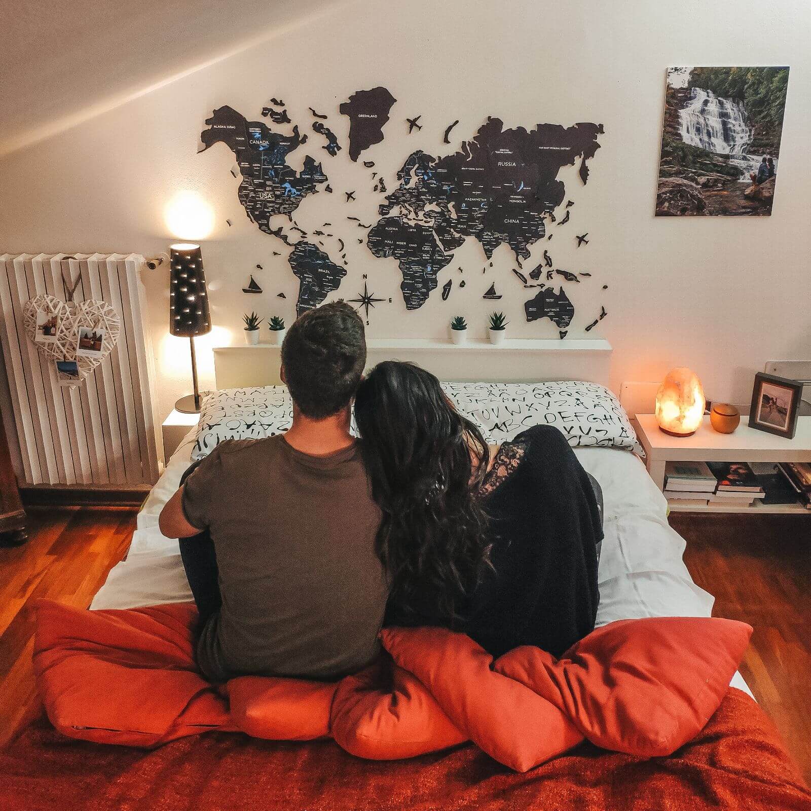 Mappa del Mondo 3D in Legno Midnight