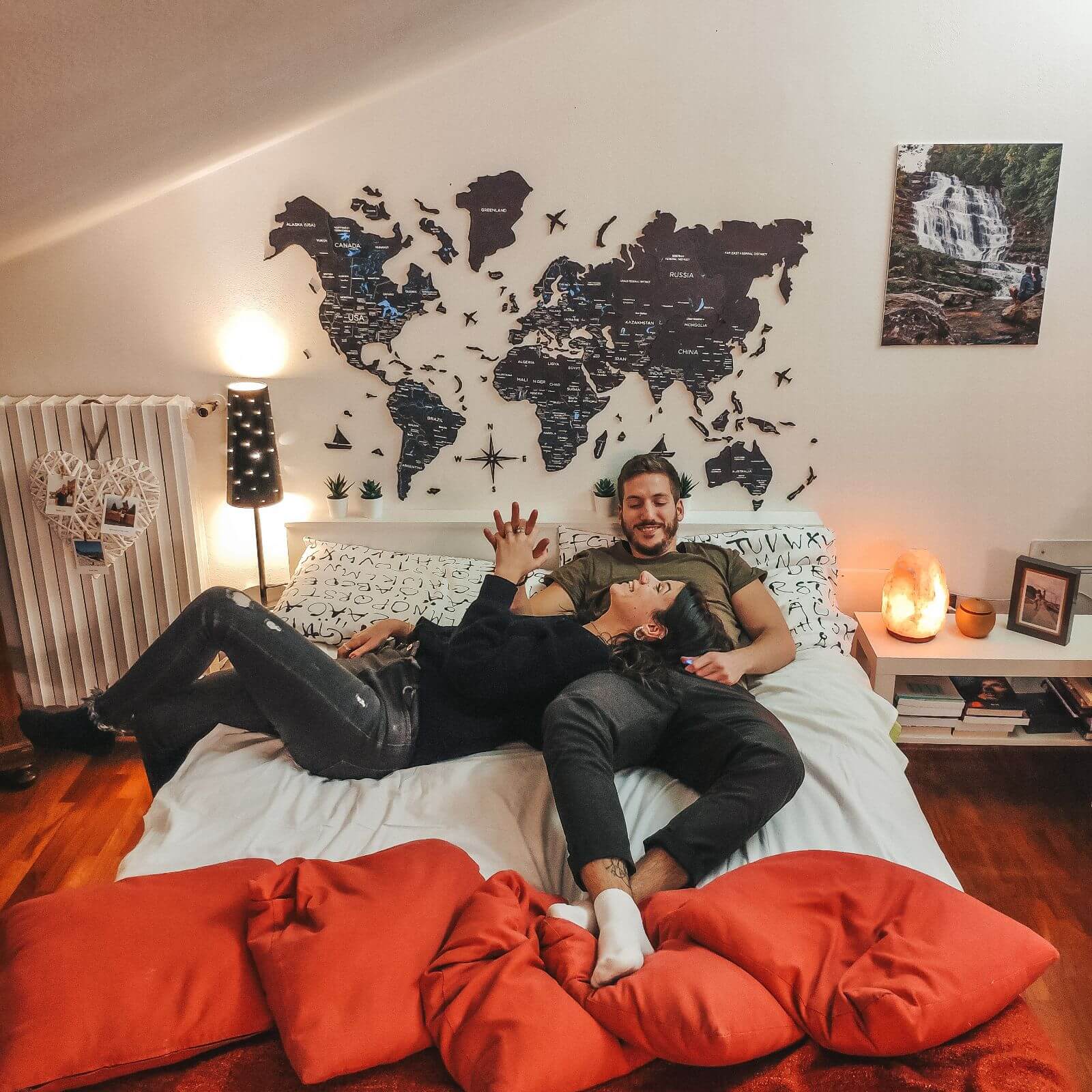 Mappa del Mondo 3D in Legno Midnight