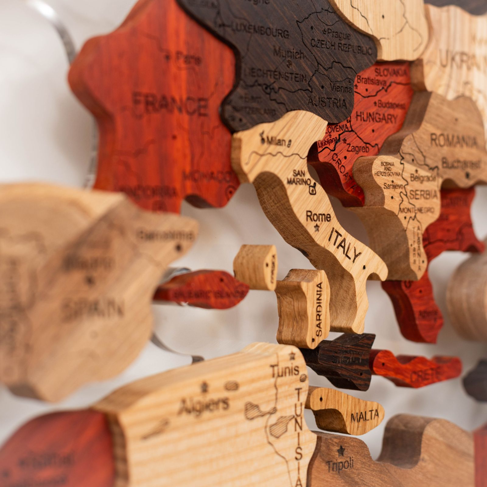 Mappa del Mondo 3D in Legno Massello