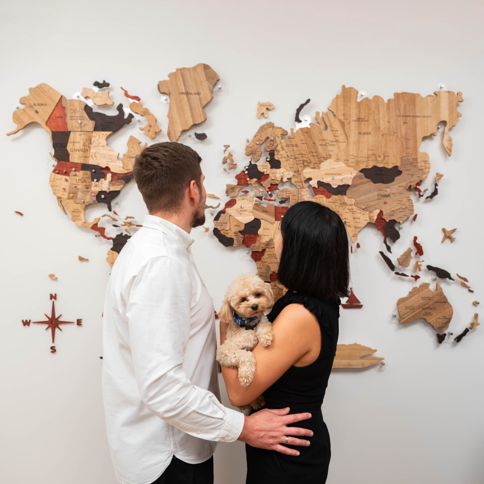 Mappa del Mondo 3D in Legno Massello