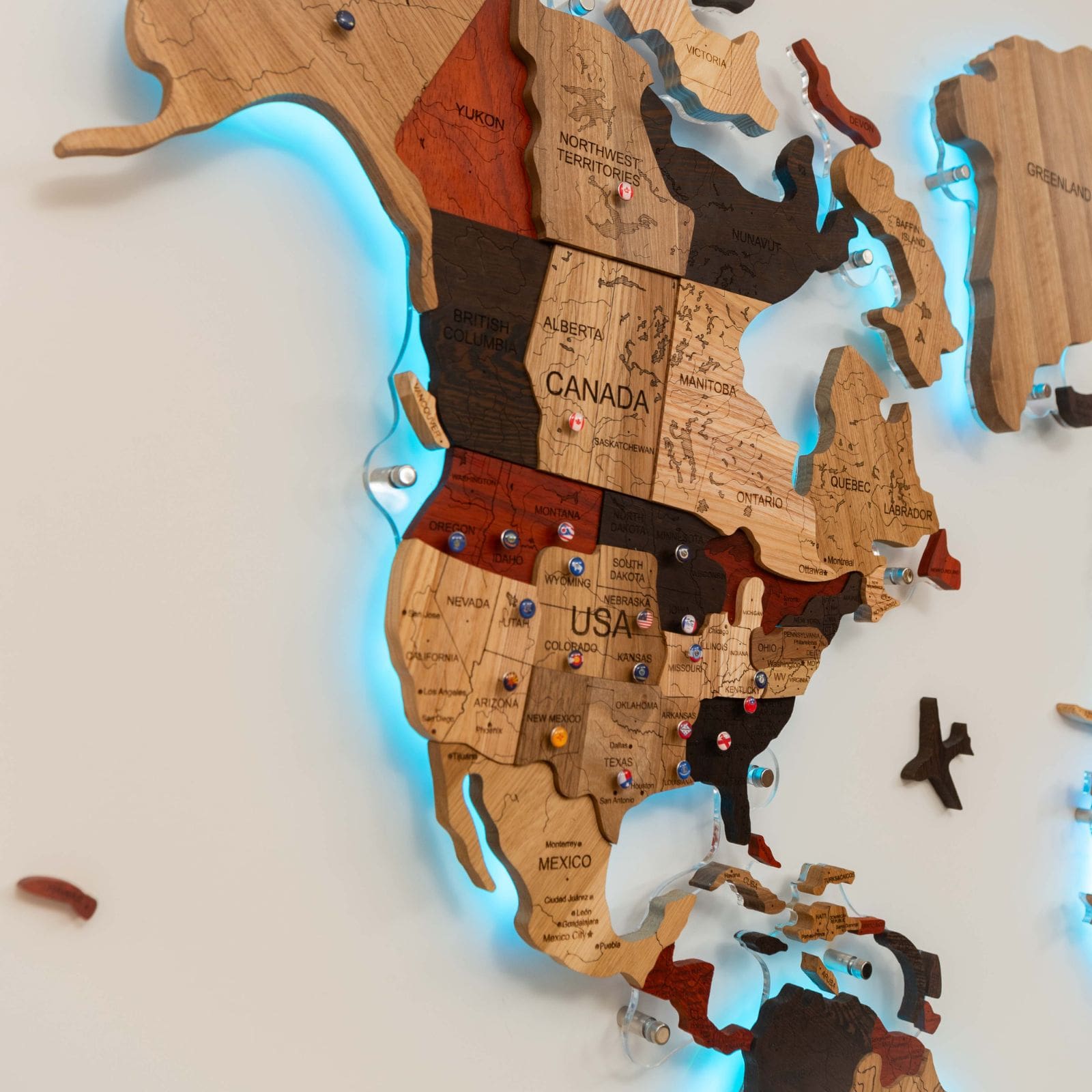 Mappa del Mondo 3D in Legno Massello