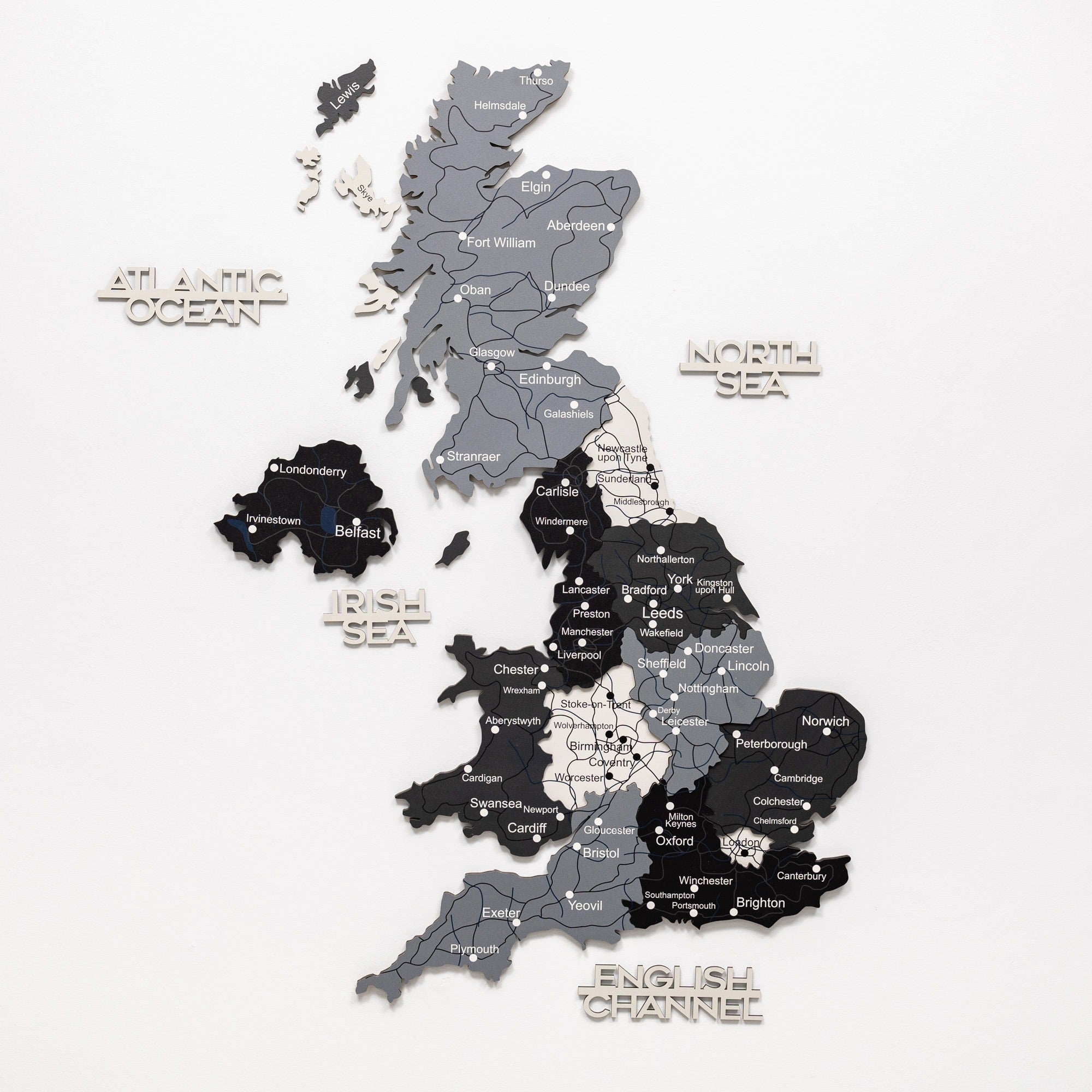 Mappa 3D del Regno Unito in legno Nordik