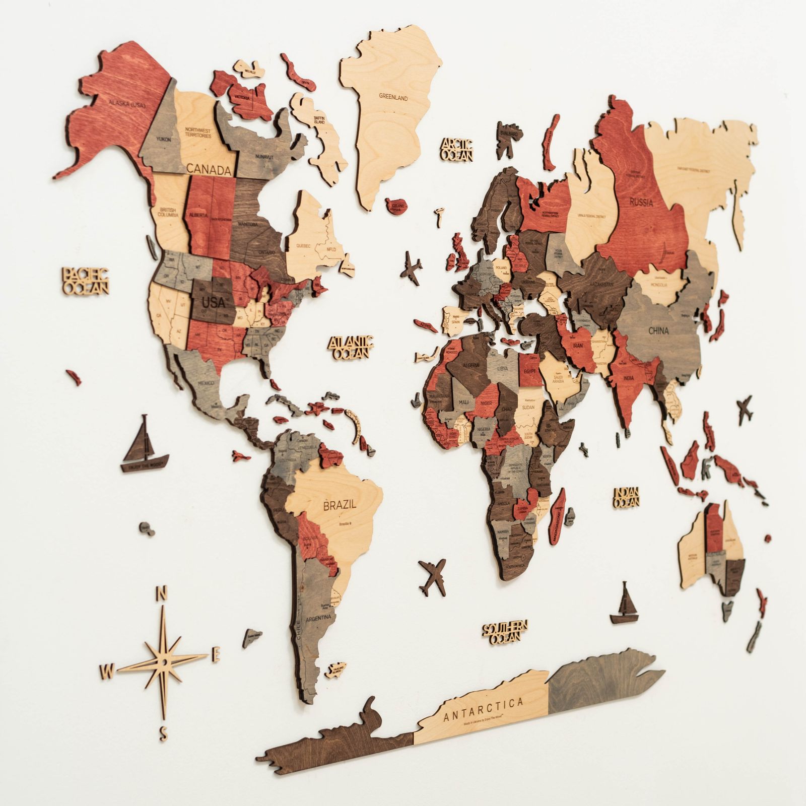 Mappa del Mondo 3D in Legno Fusion