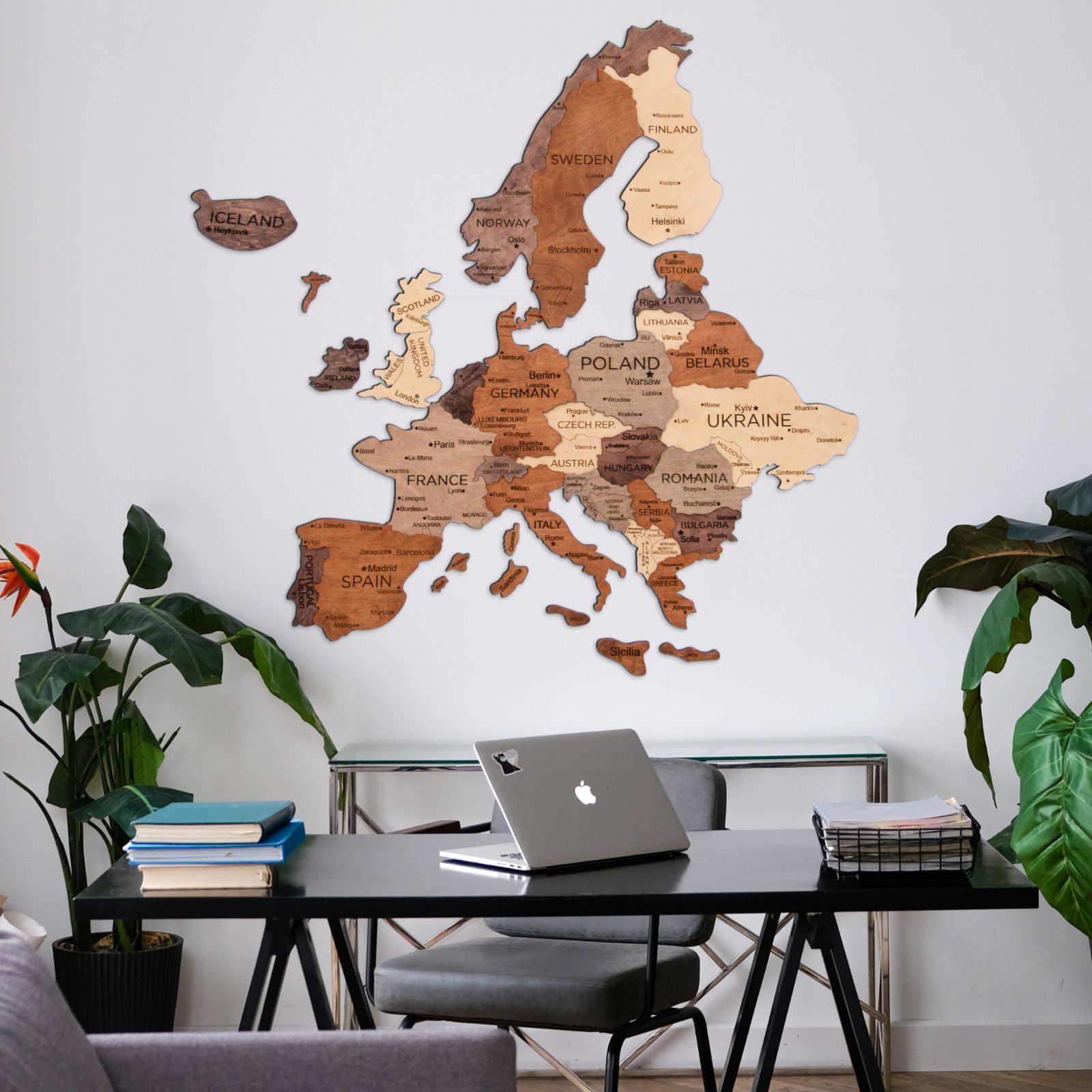 Mappa dell’Europa 3D in Legno