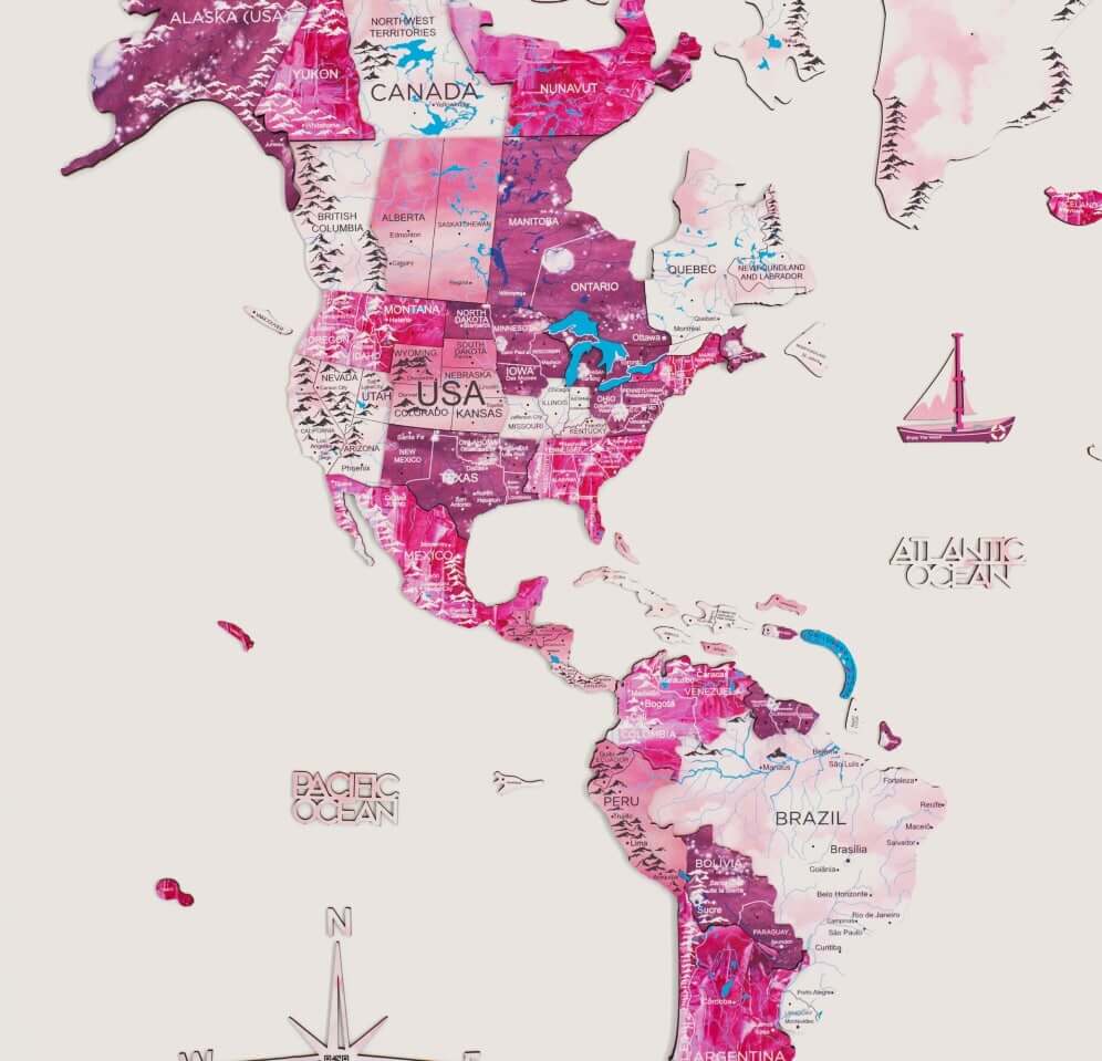 Mappa del Mondo 3D in Legno Dream