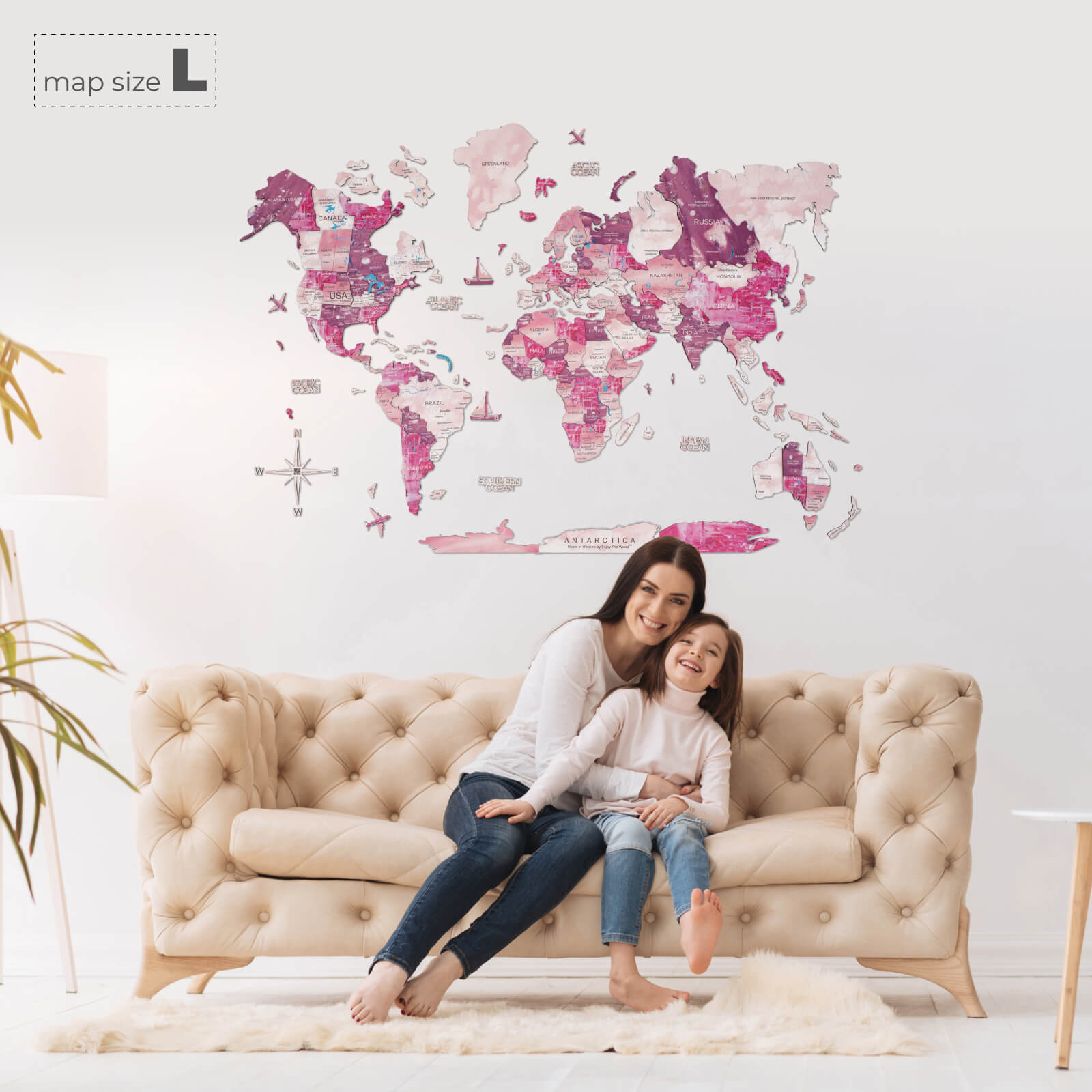 Mappa del Mondo 3D in Legno Dream