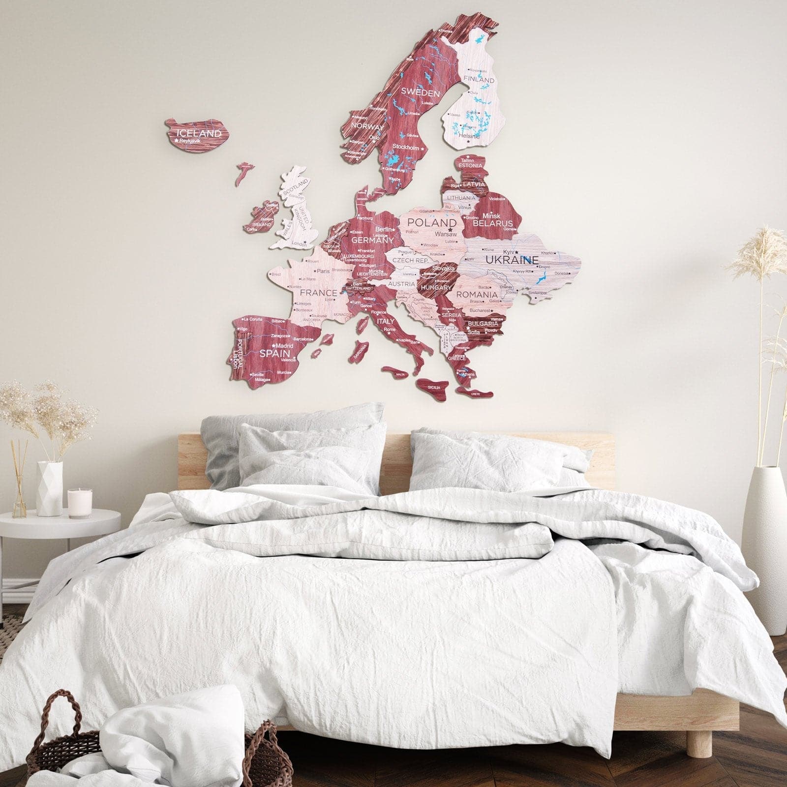 Mappa d’Europa 3D in Legno Cappuccino