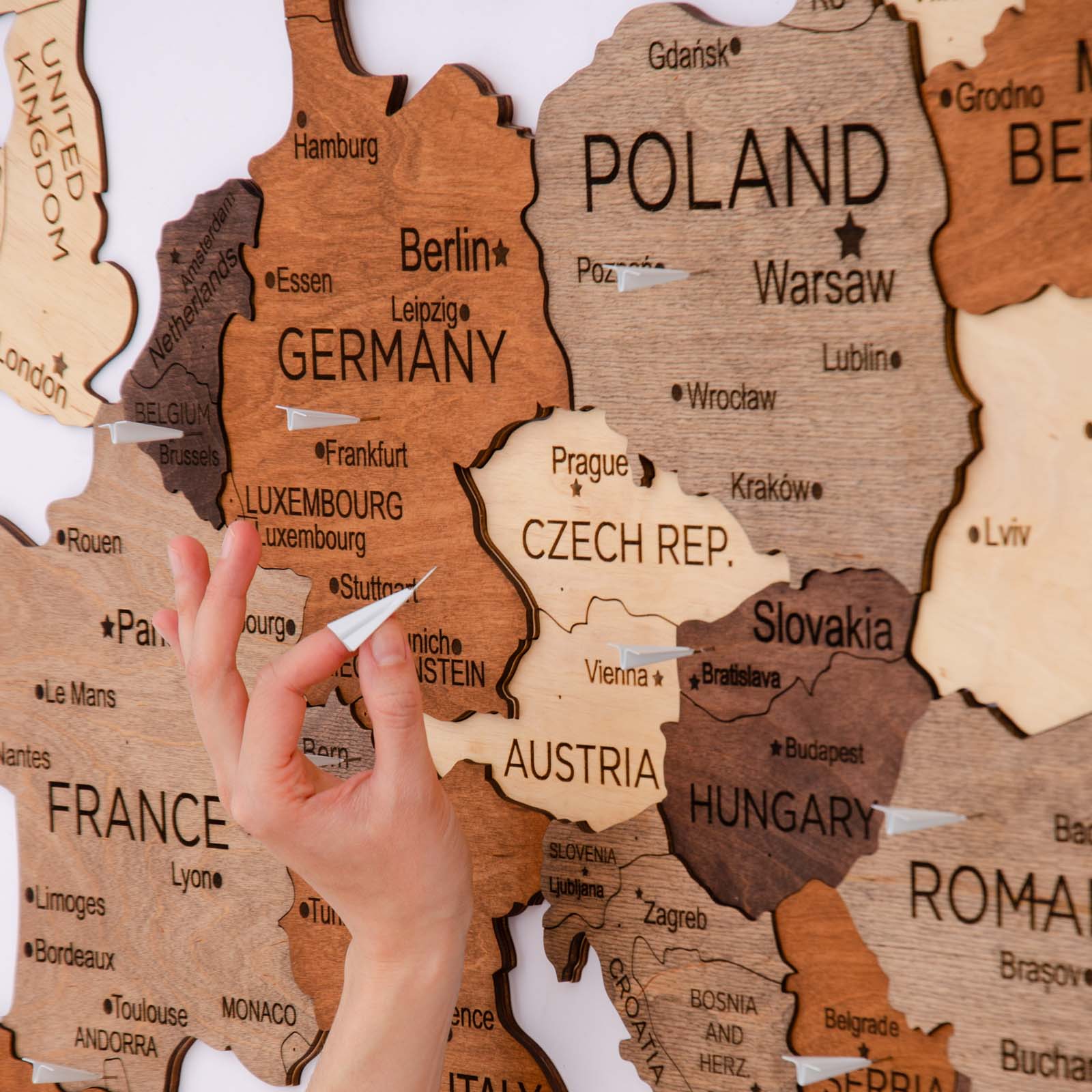 Mappa d’Europa 3D in Legno Multicolore