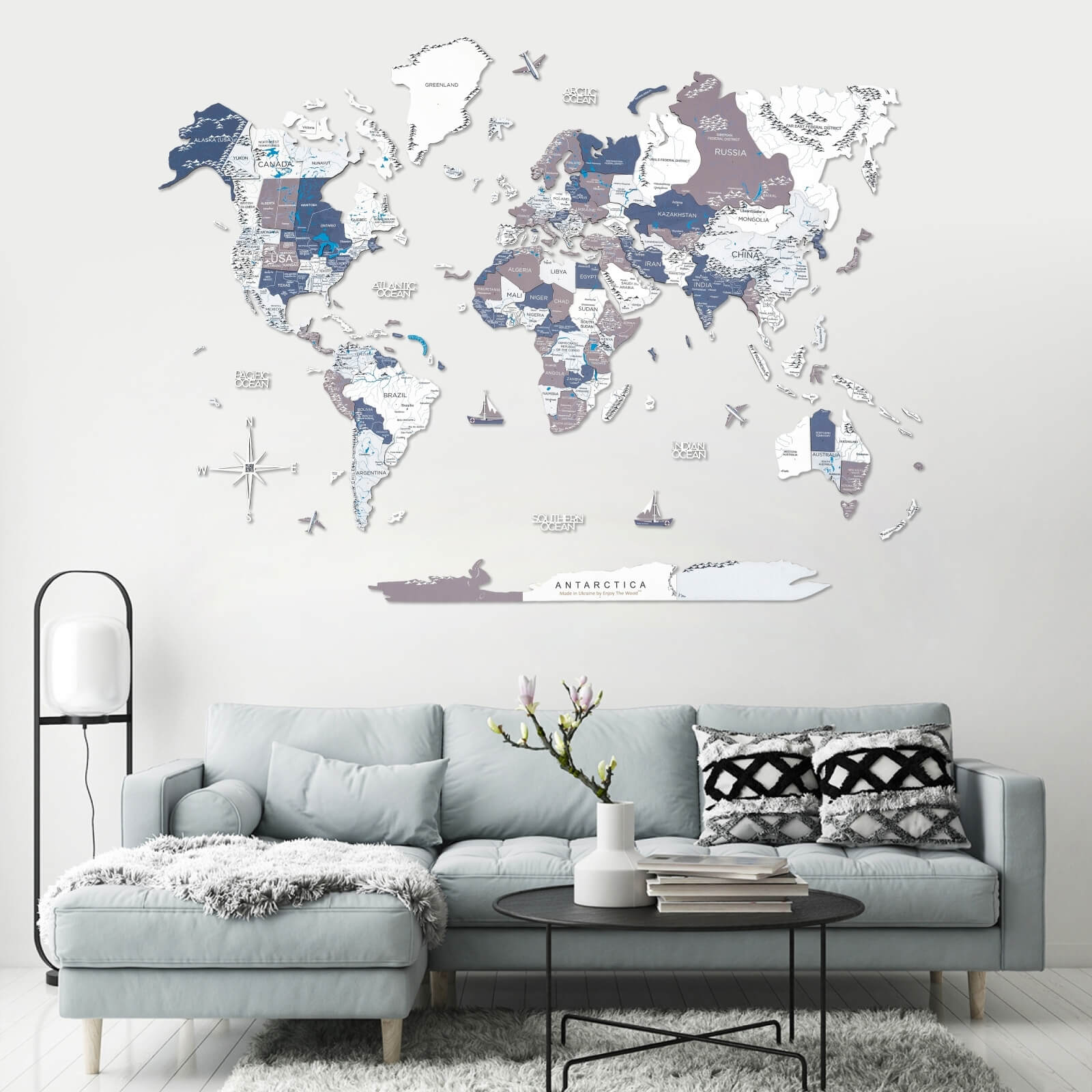 Mappa del Mondo 3D in Legno Cruise