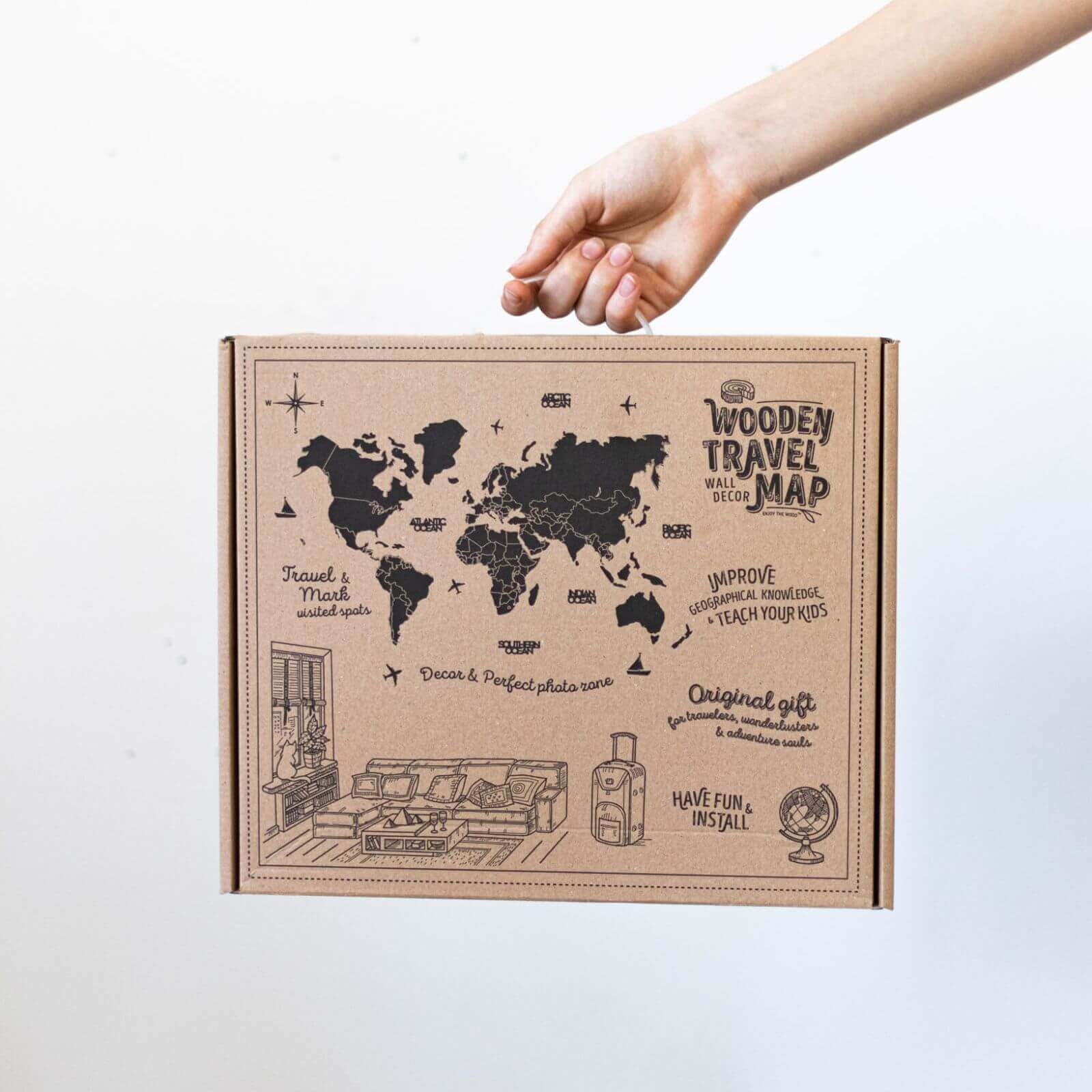 Mappa del Mondo 3D in Legno Dream