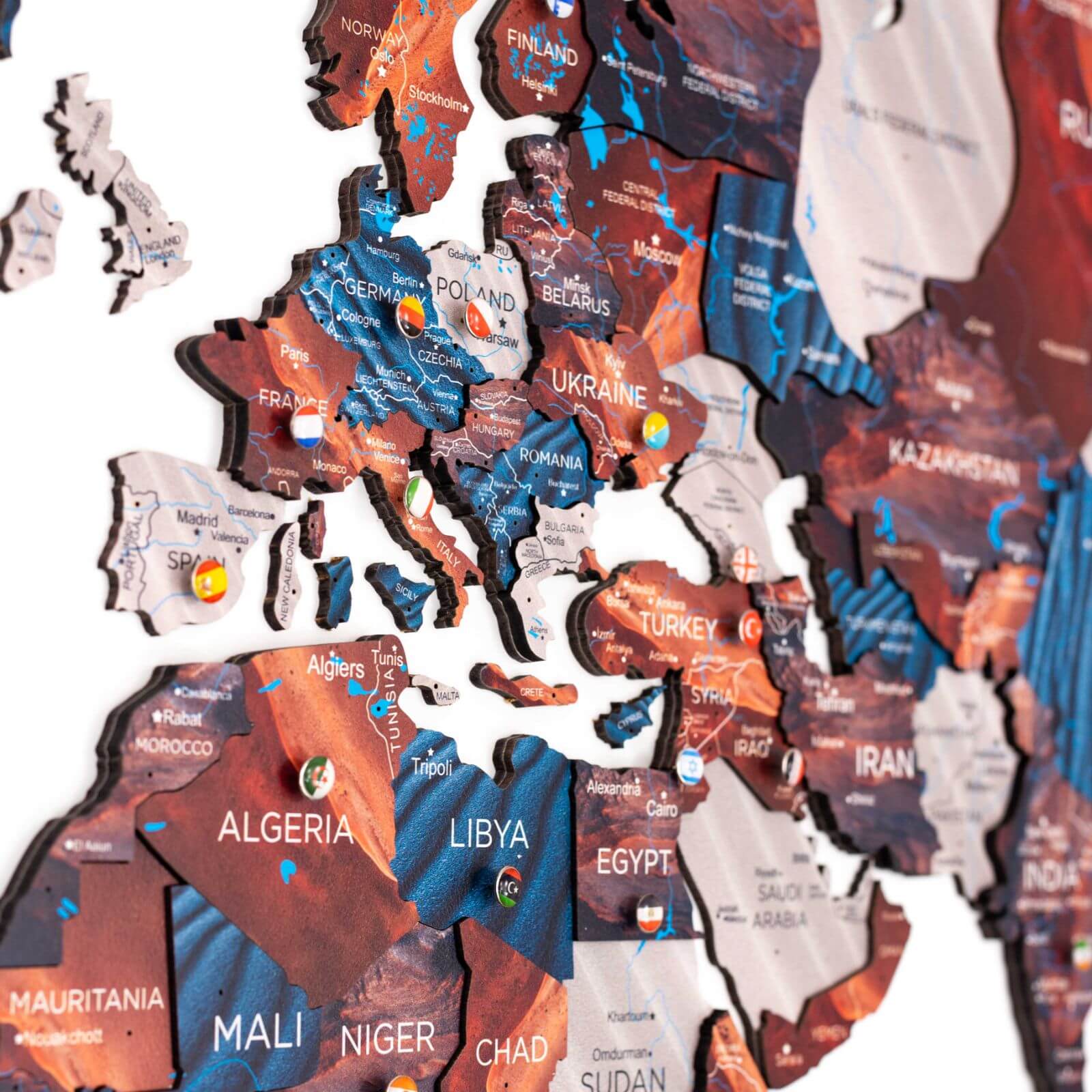 Mappa del Mondo 3D in Legno – Dune