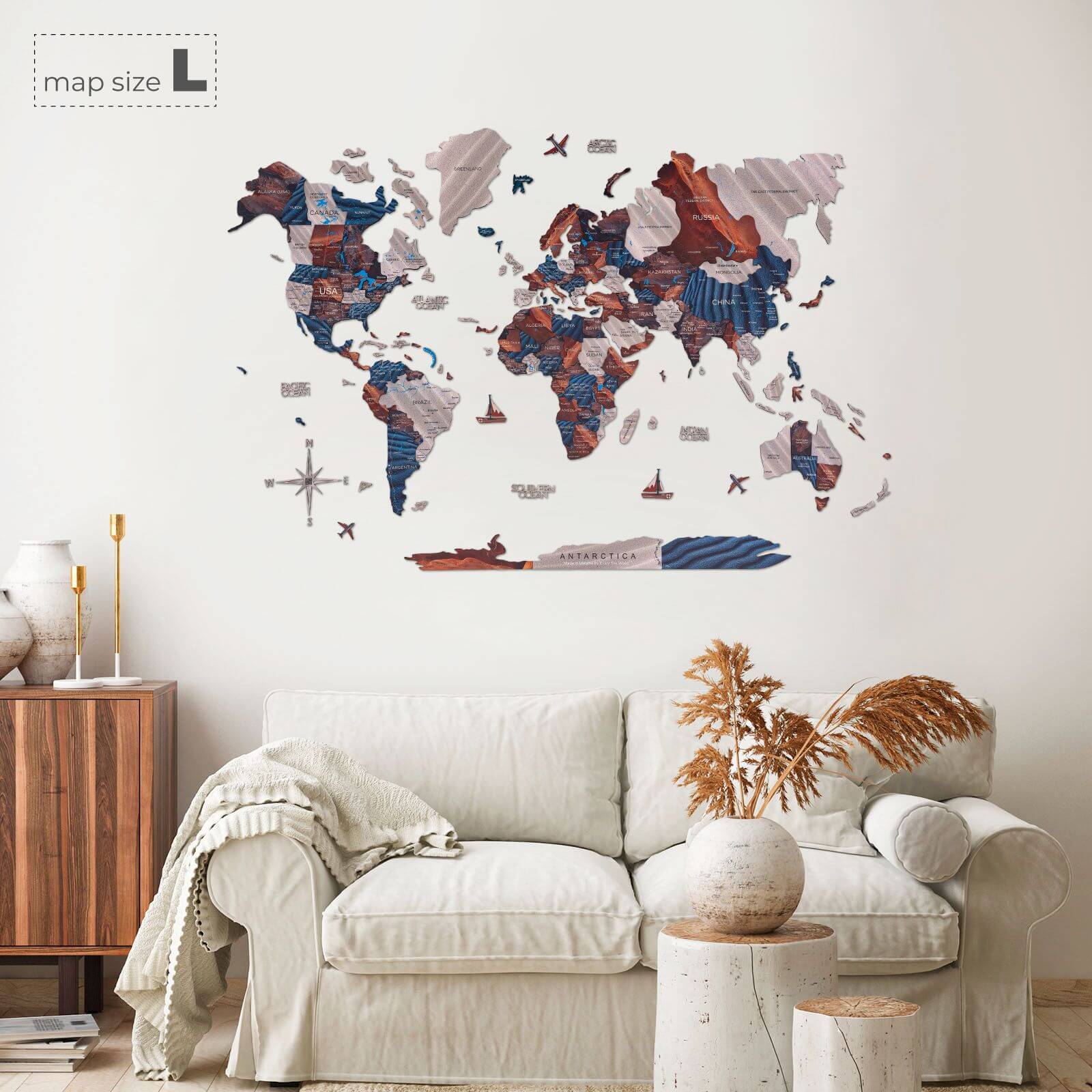 Mappa del Mondo 3D in Legno – Dune