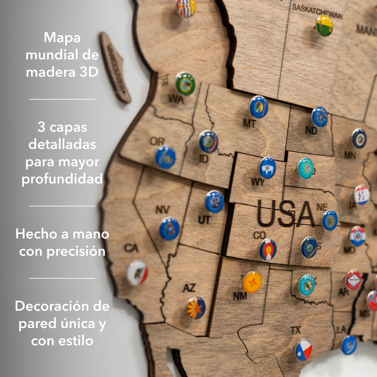 Mappa decorativa parete soggiorno legno Terra