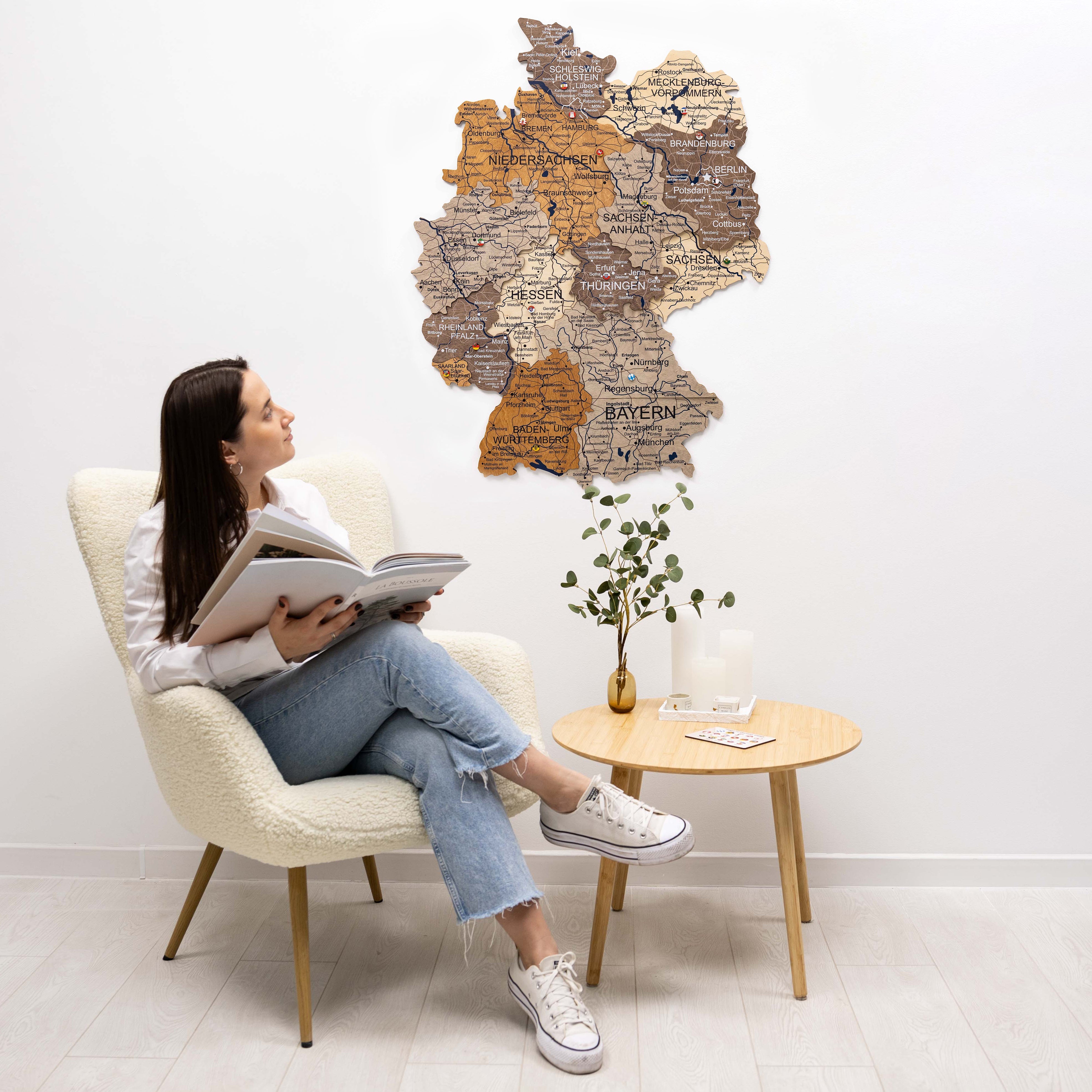 Mappa della Germania in legno Multicolor