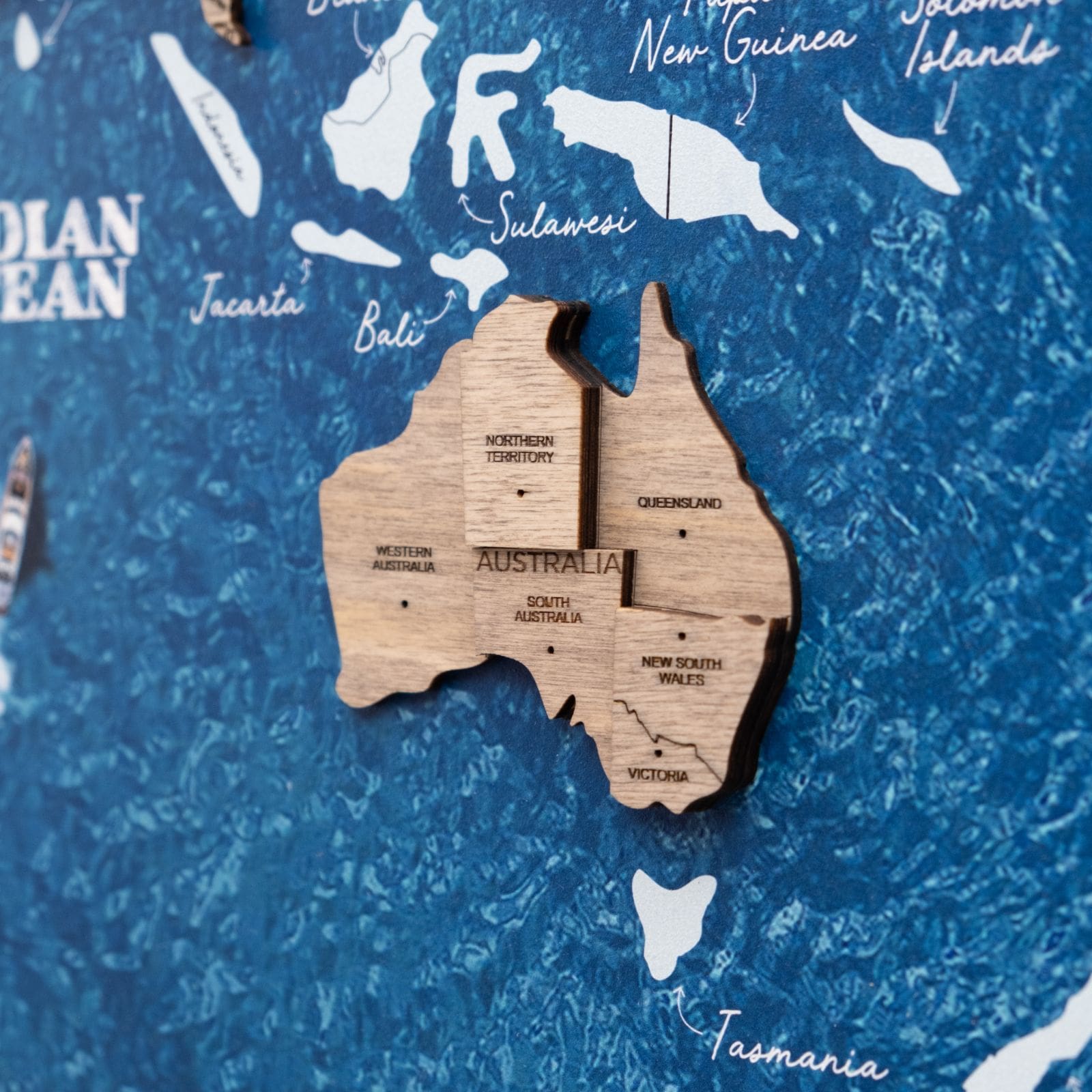 Mappa del Mondo 3D in Legno – Pannello Terra