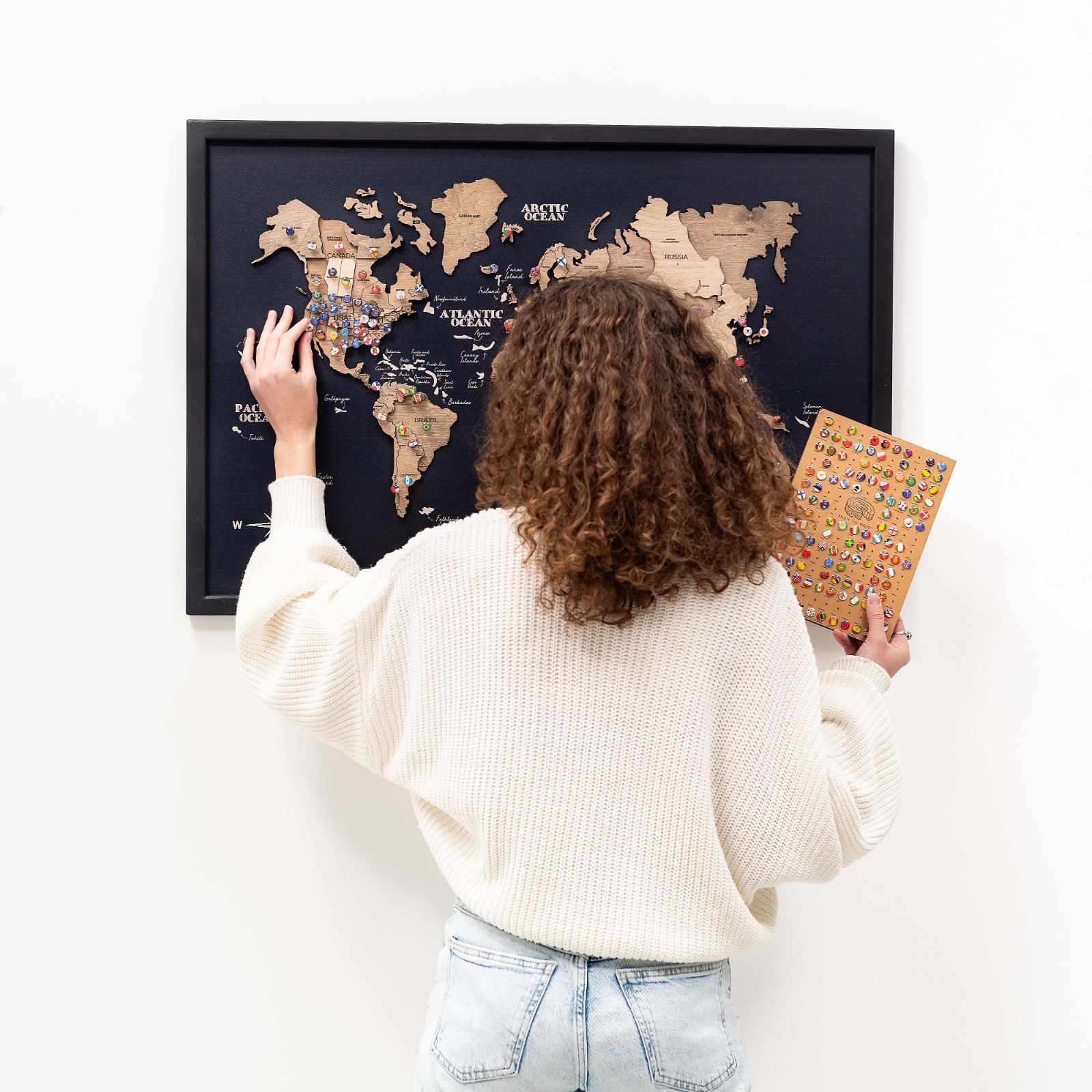 Mappa del Mondo 3D in Legno – Pannello Terra