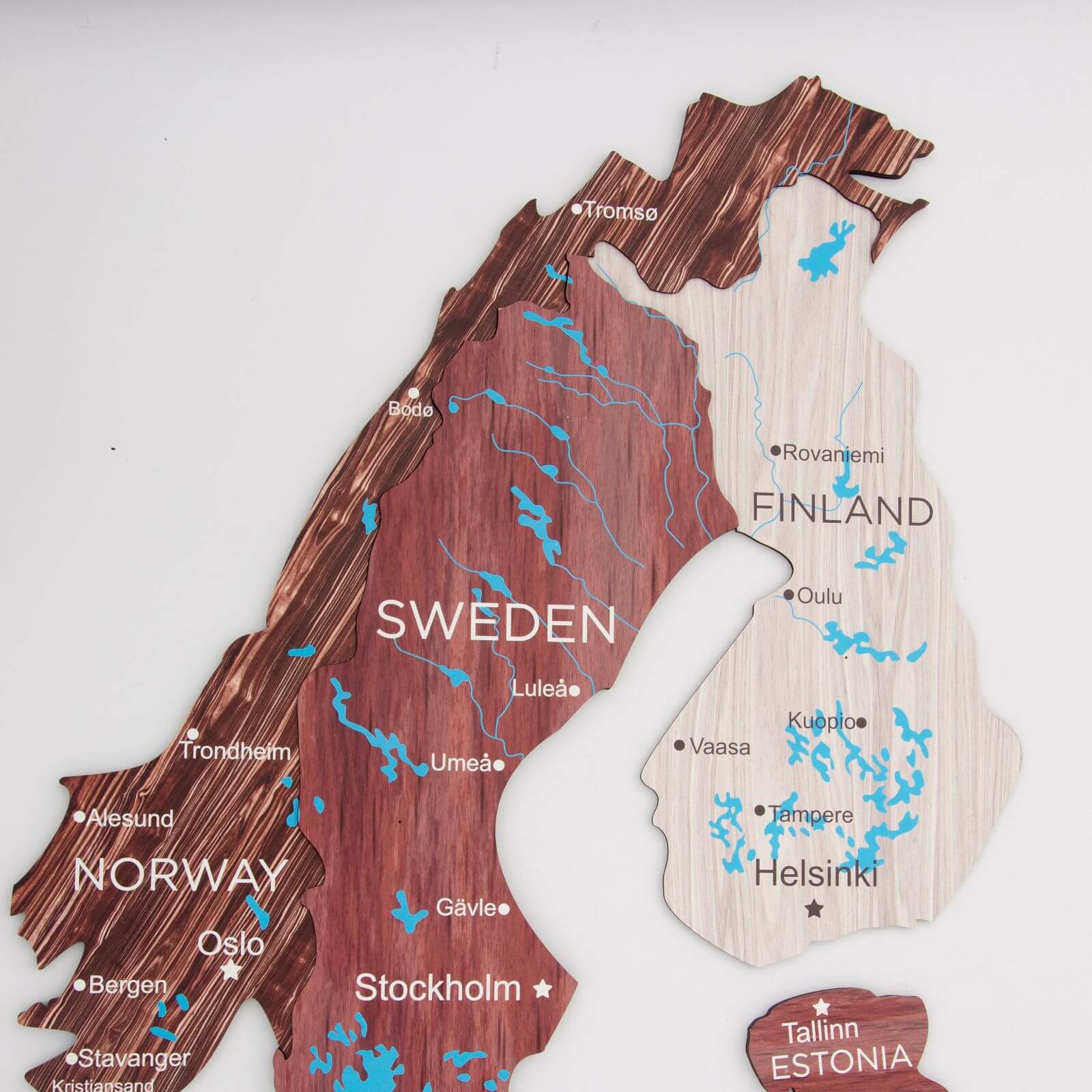 Mappa d’Europa 3D in Legno Cappuccino