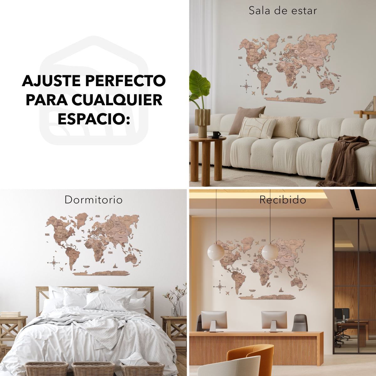 Mappa decorativa parete soggiorno legno Terra