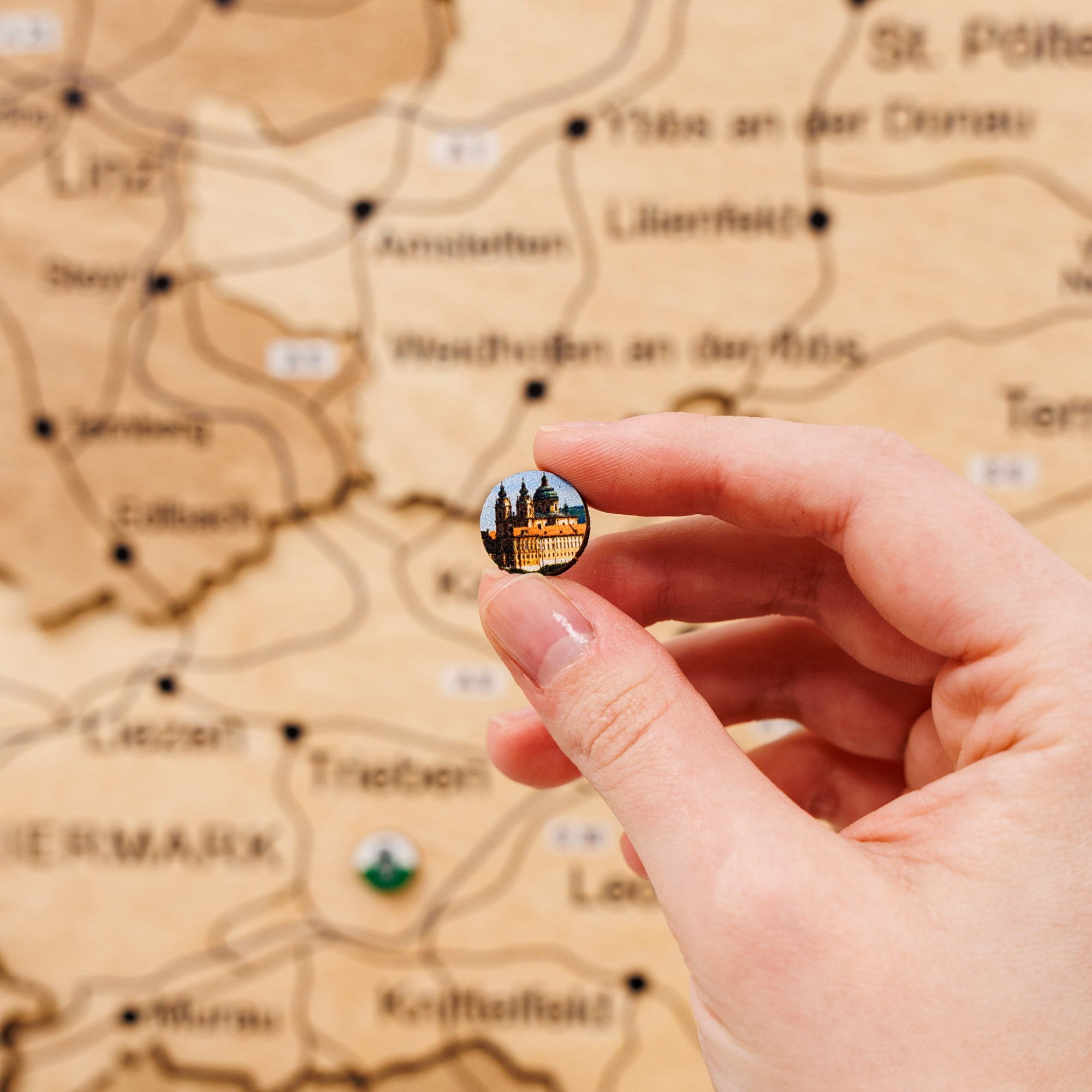 Mappa dell'Austria in legno Gold