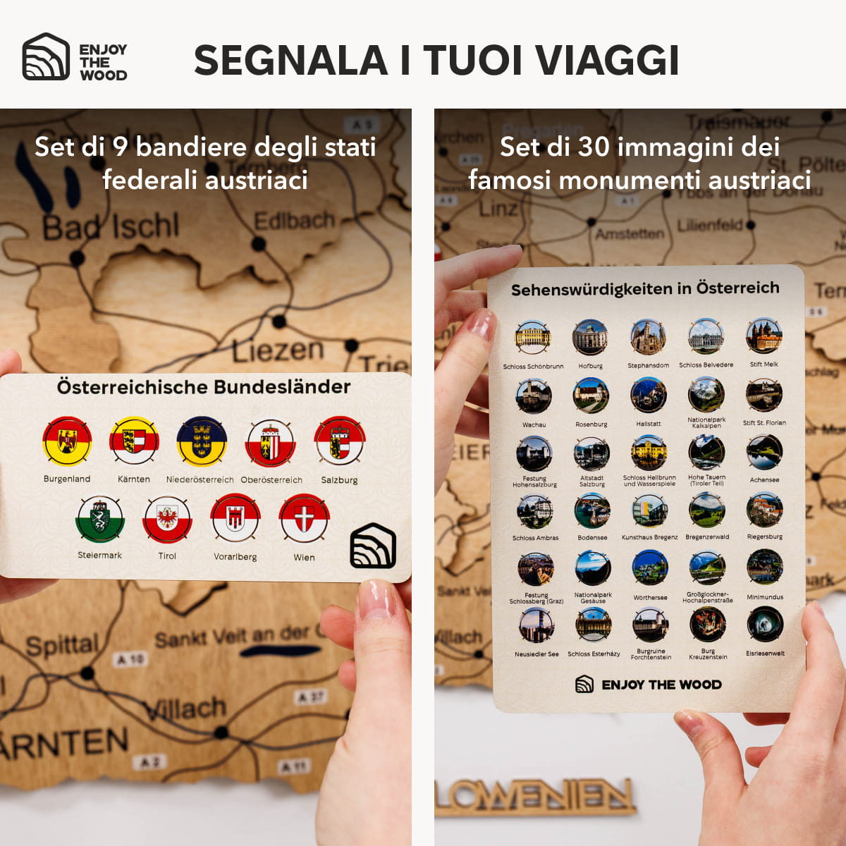 Mappa dell'Austria in legno Gold