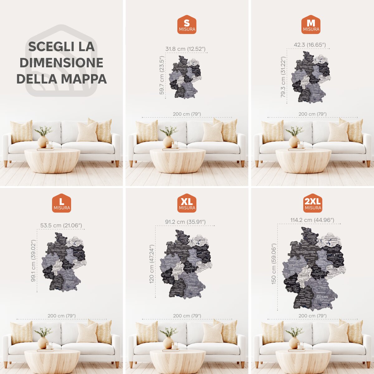 Mappa della Germania in legno Nordik