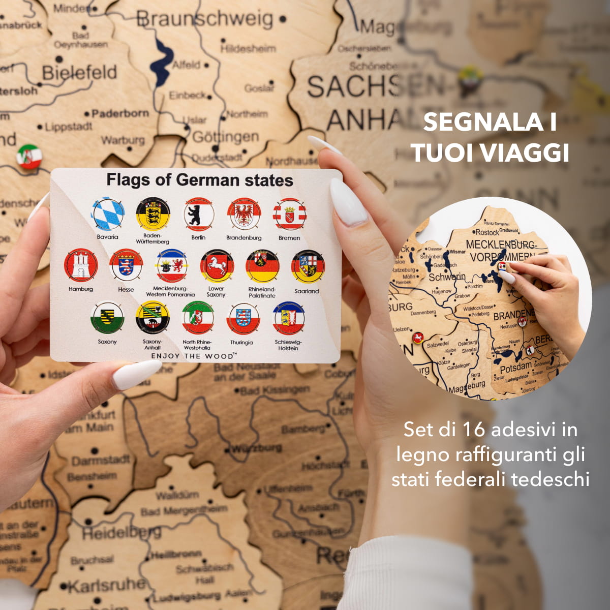 Mappa della Germania in legno Gold