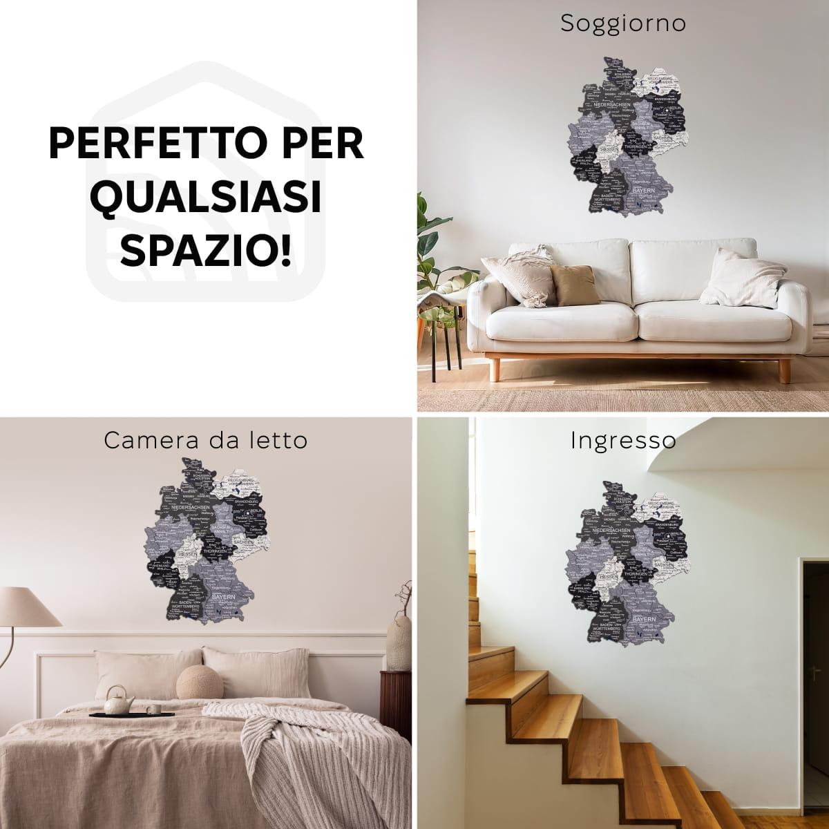 Mappa della Germania in legno Nordik