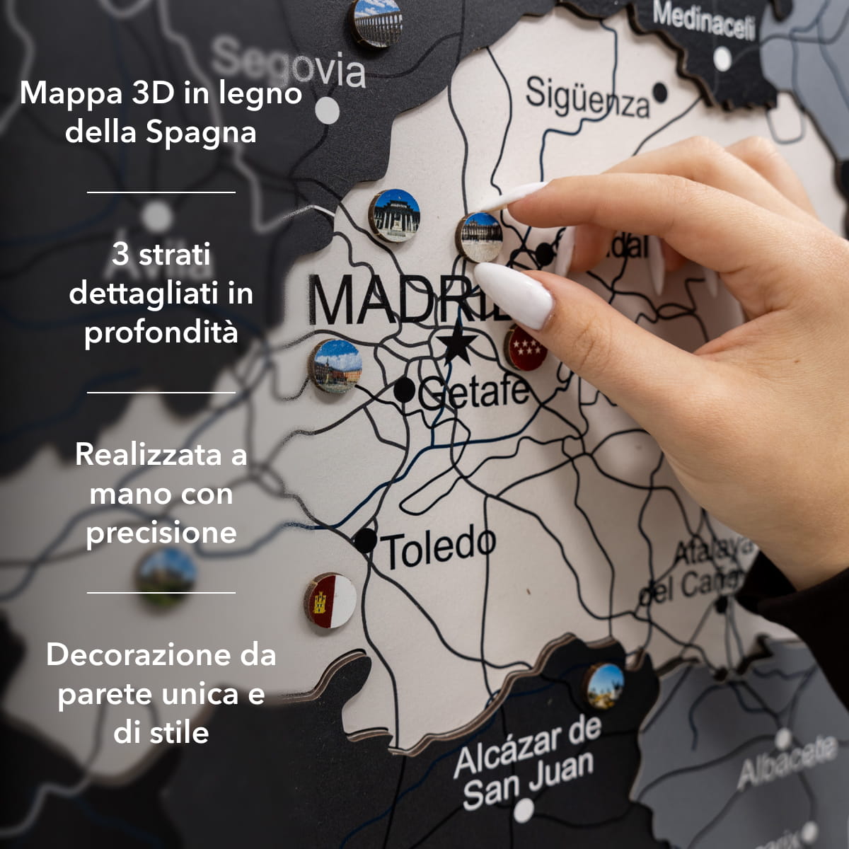 Mappa della Spagna in legno Nordik