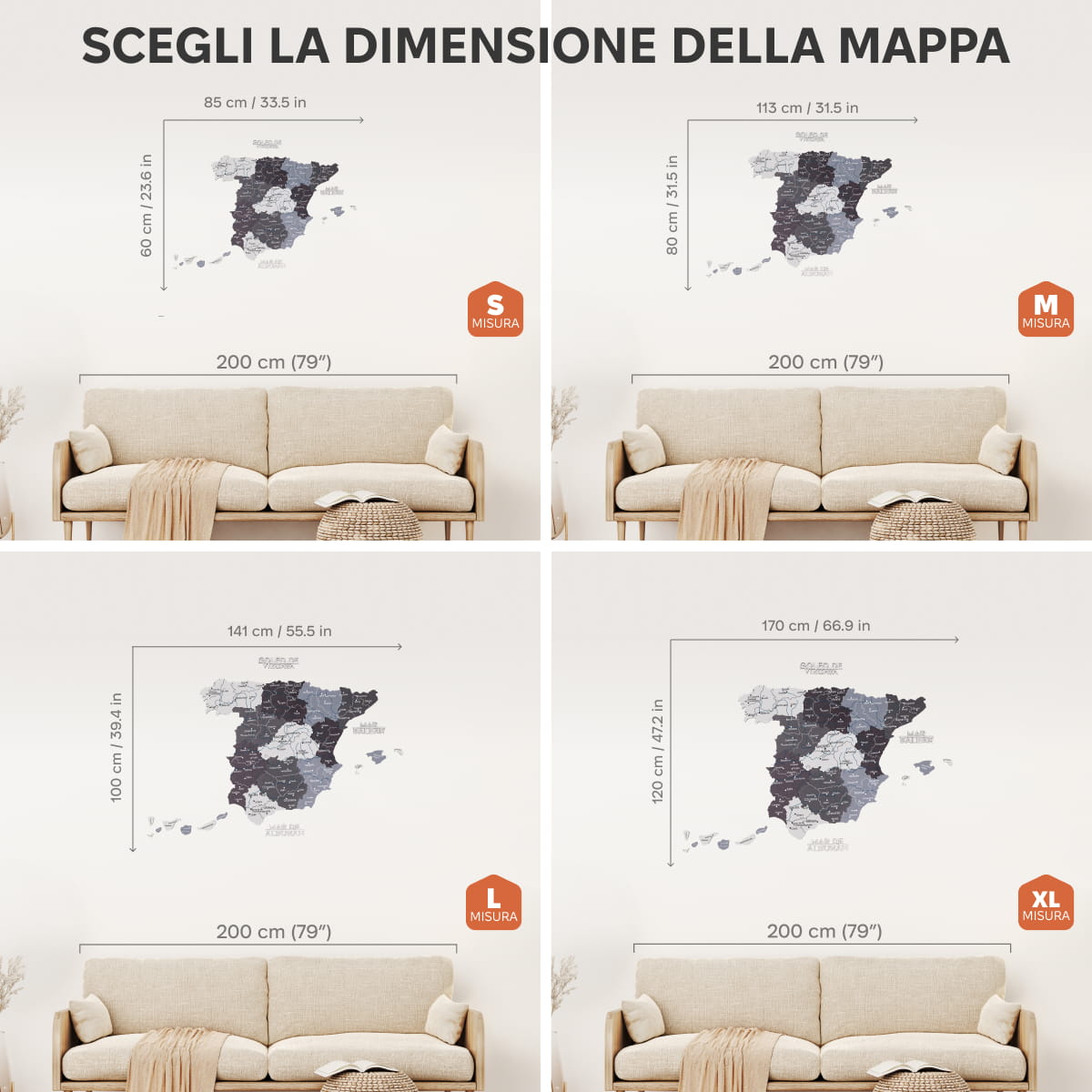 Mappa della Spagna in legno Nordik
