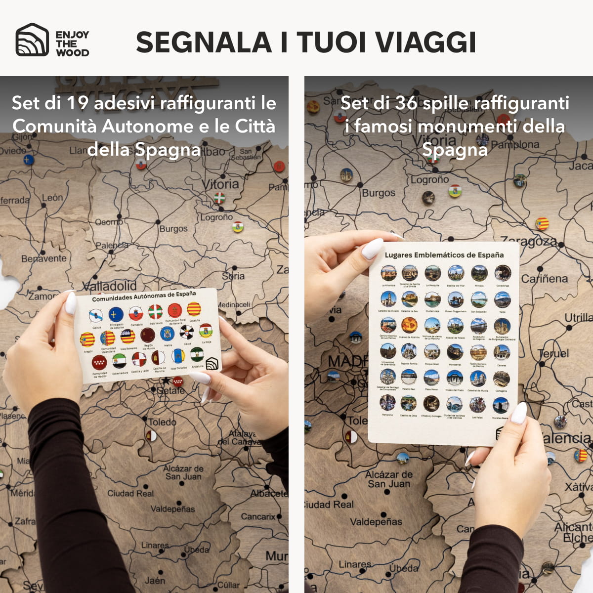 Mappa della Spagna in legno Terra