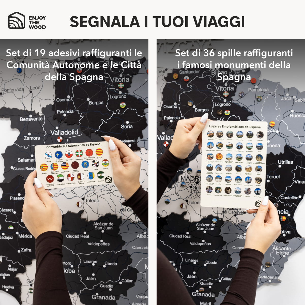 Mappa della Spagna in legno Nordik