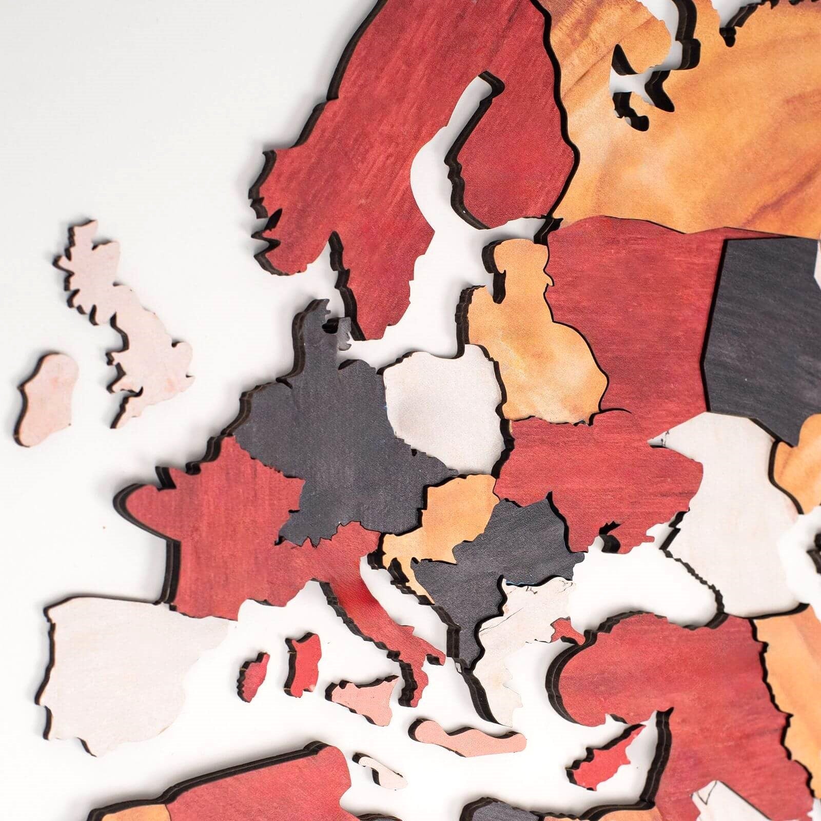 Mappa del mondo 3D in legno colore Onice su parete