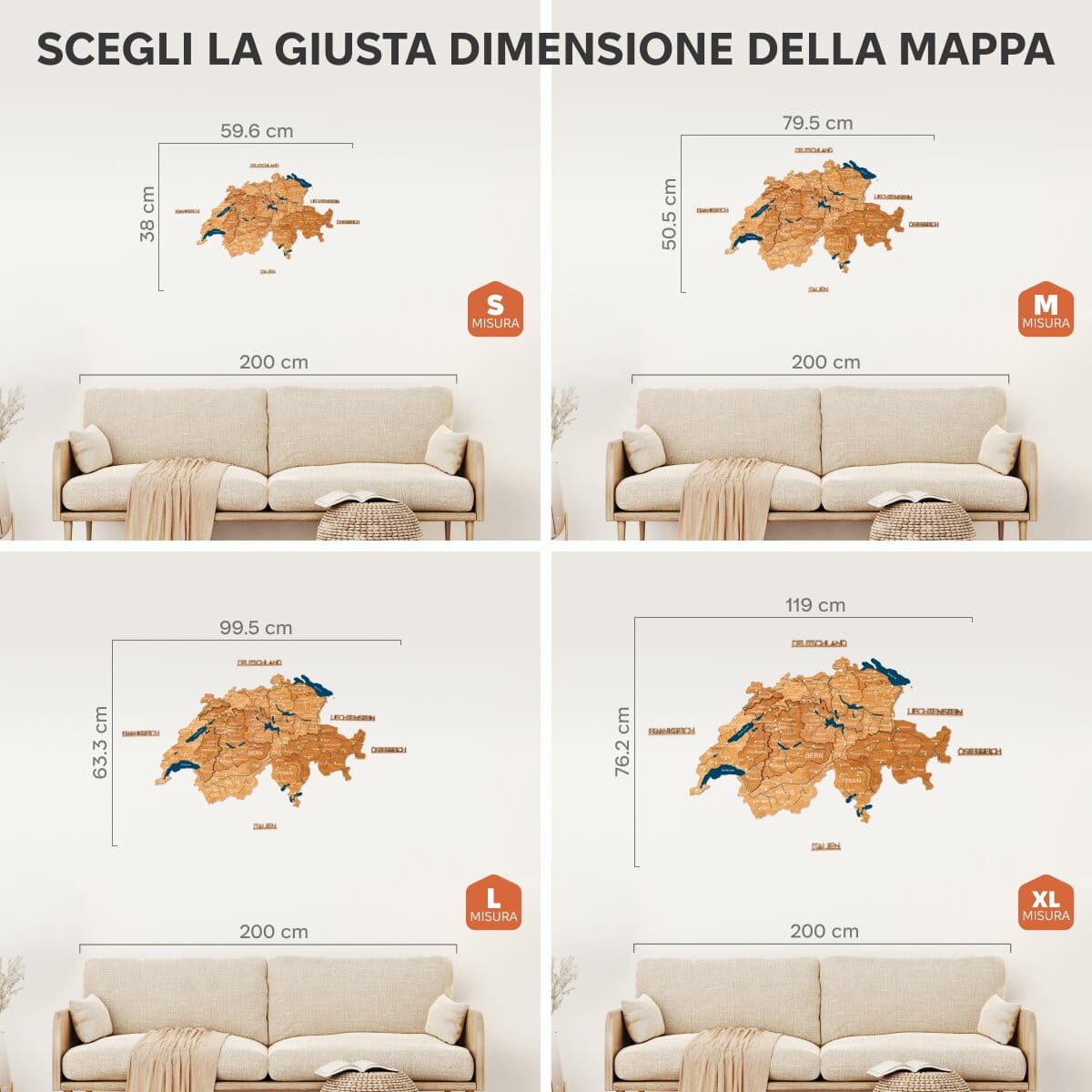 Mappa della Svizzera –Oak