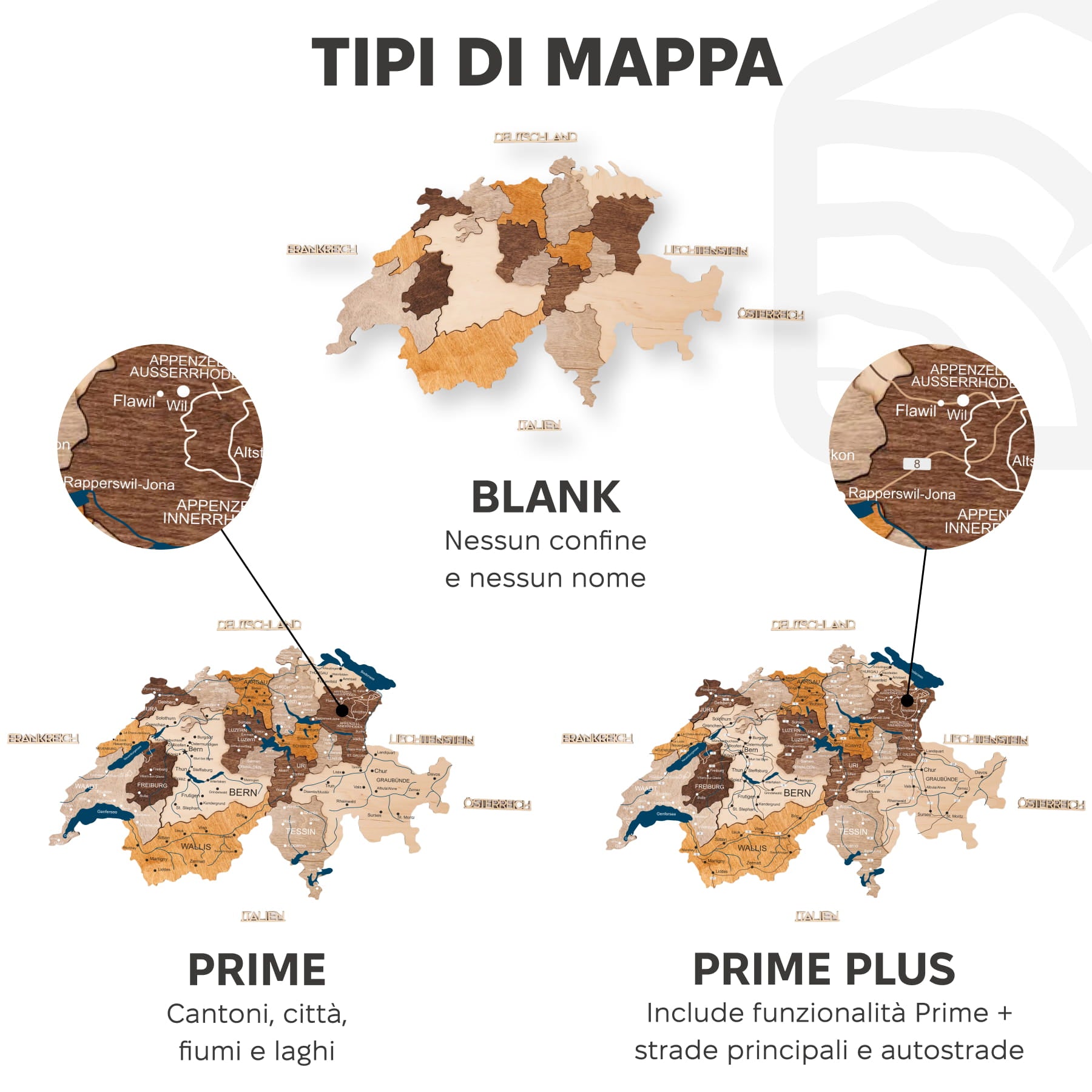 Mappa della Svizzera – Multicolor