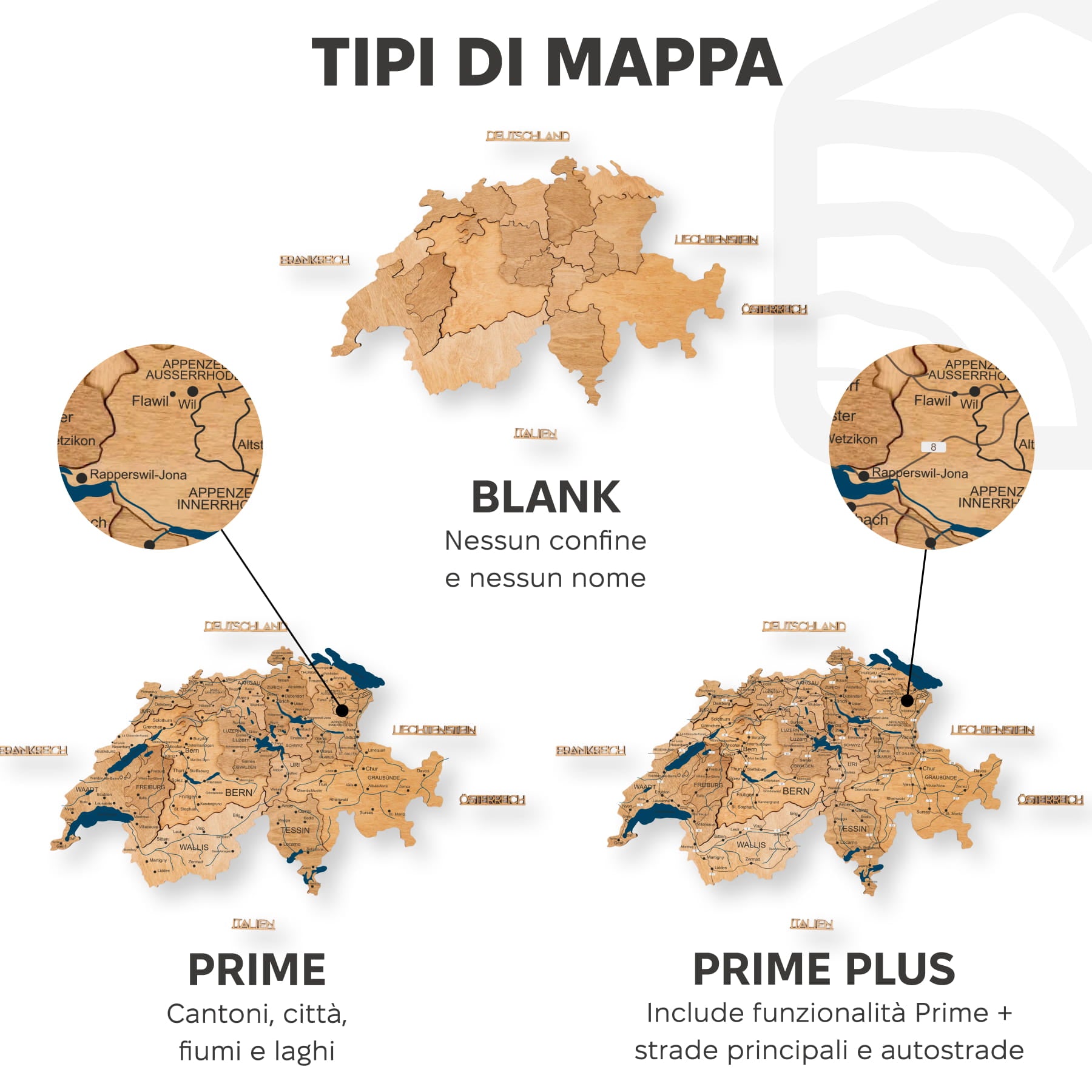 Mappa della Svizzera – Gold