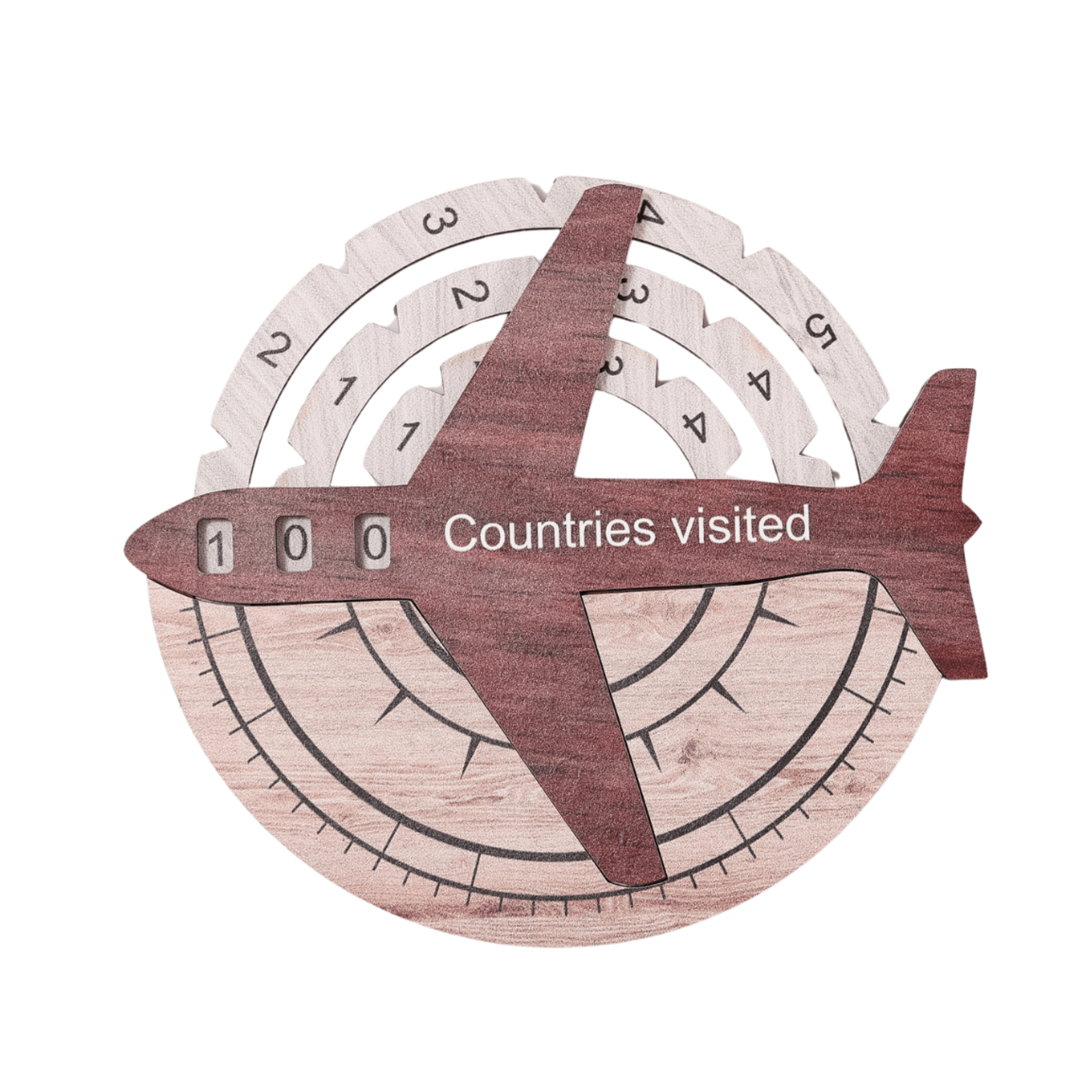 Mappa del Mondo in Legno 3D Cappuccino – Travel Tracker