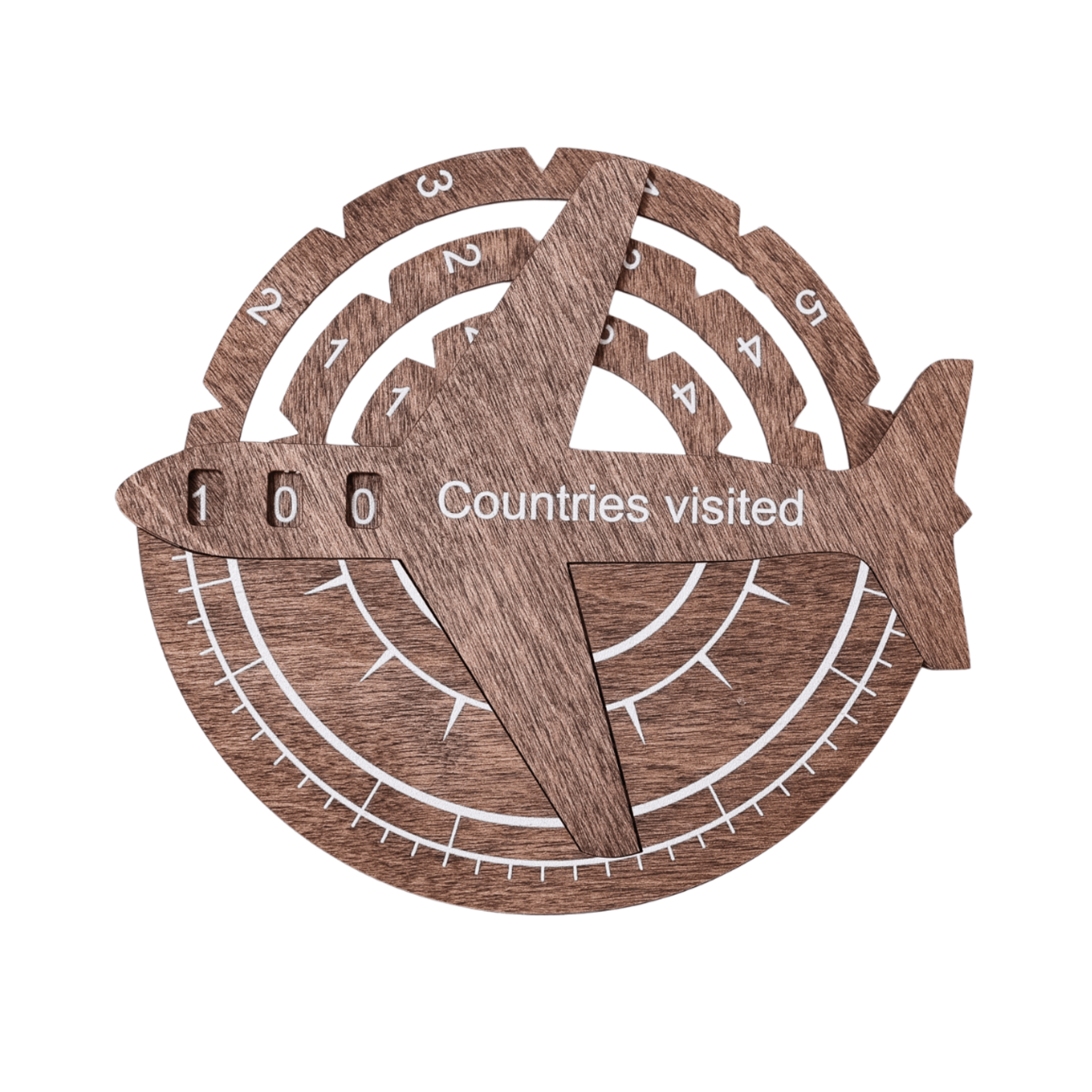 Mappa del Mondo in Legno 3D Noce Scuro – Travel Tracker