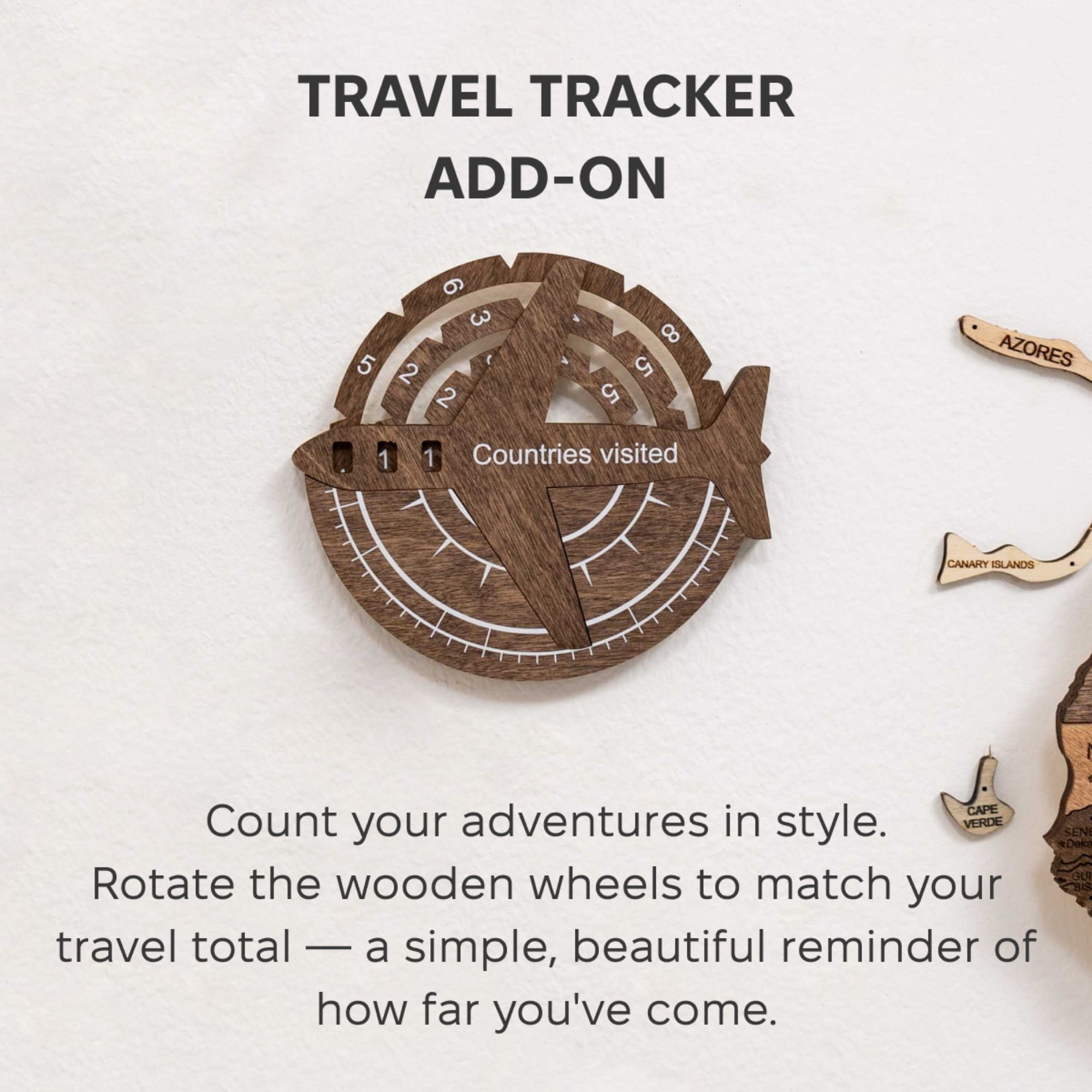 Mappa del Mondo in Legno 3D Noce Scuro – Travel Tracker