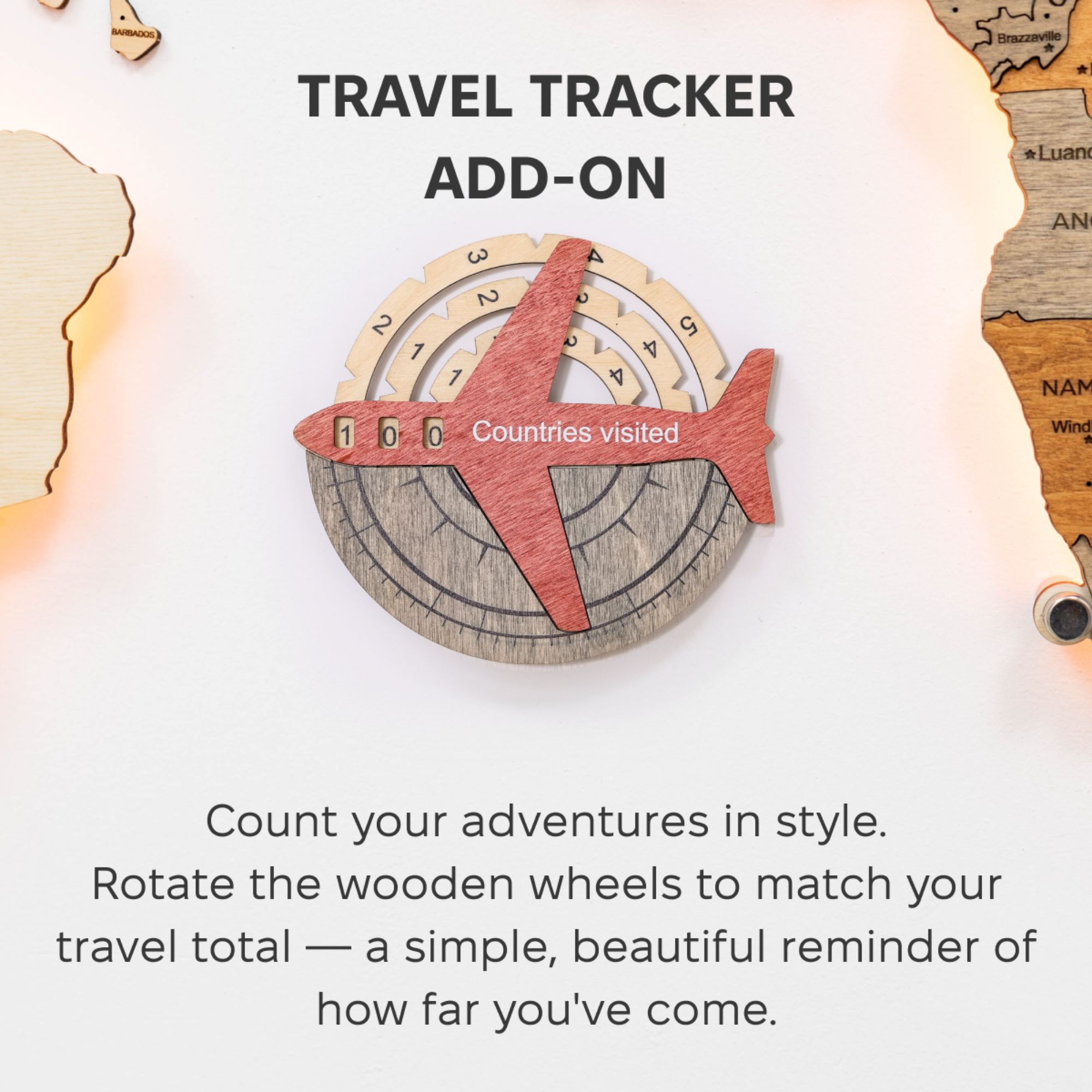 Mappa del Mondo in Legno 3D Fusion – Travel Tracker