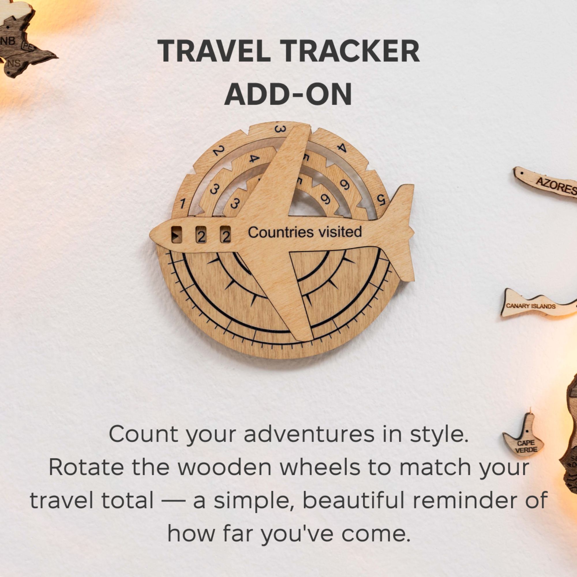 Mappa del Mondo in Legno 3D – Travel Tracker Gold