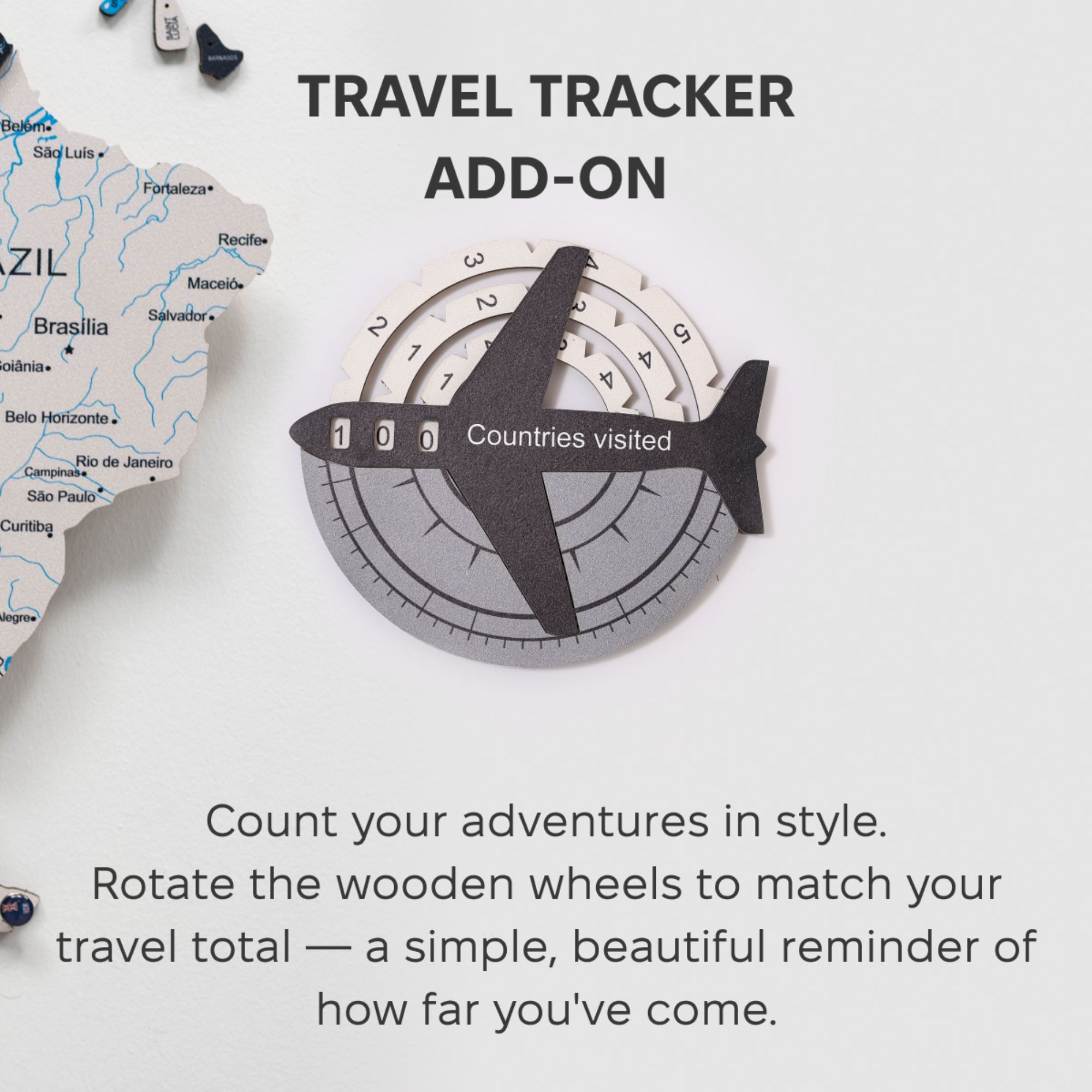 Mappa del Mondo in Legno 3D Nordik | Travel Tracker