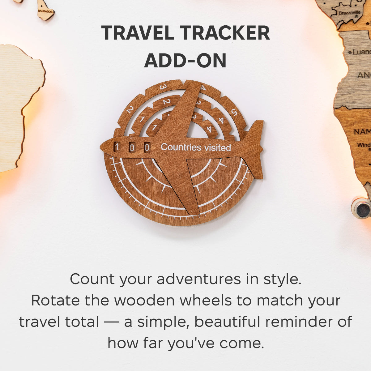Mappa del Mondo in Legno 3D – Travel Tracker Rovere