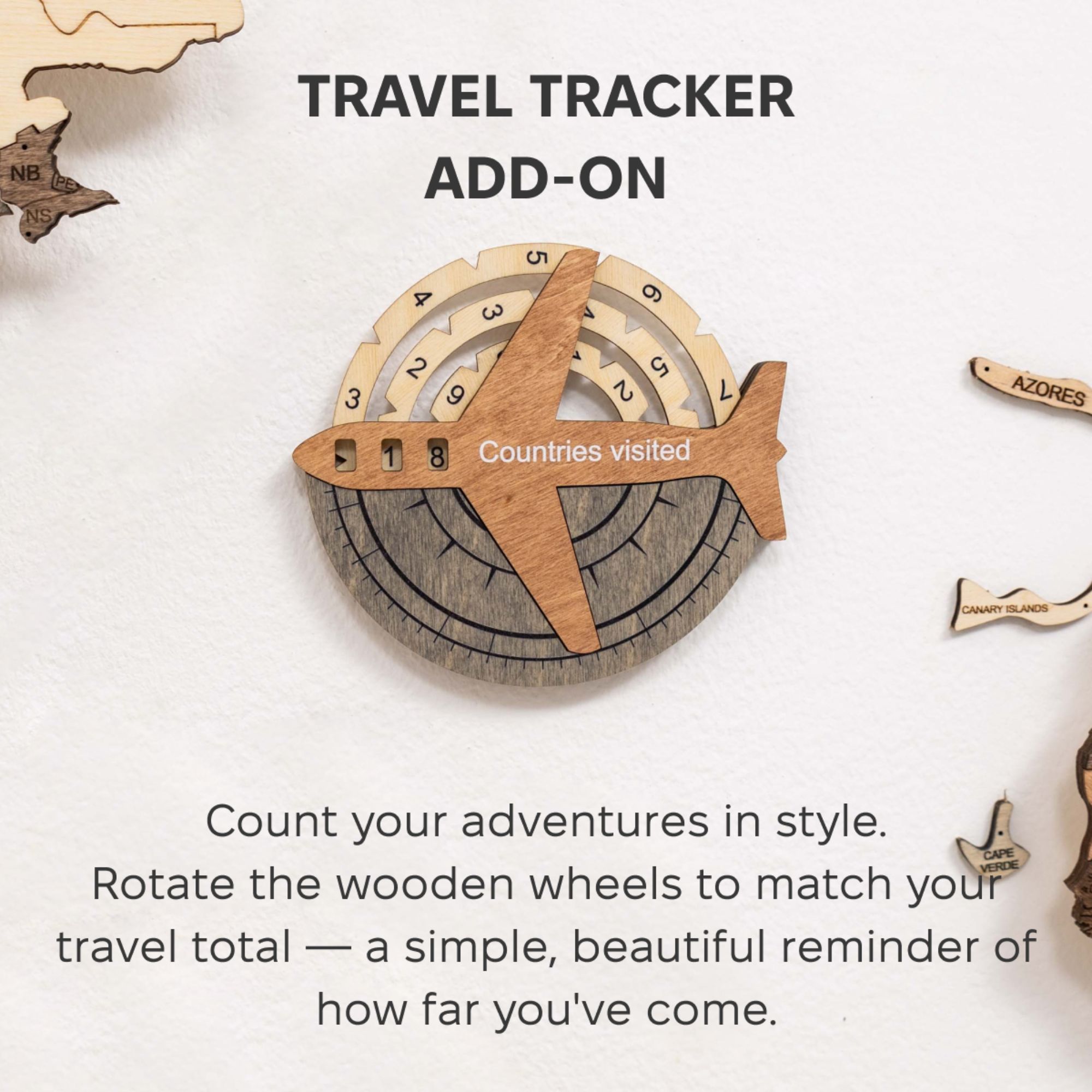 Mappa del Mondo in Legno 3D – Travel Tracker Smokey